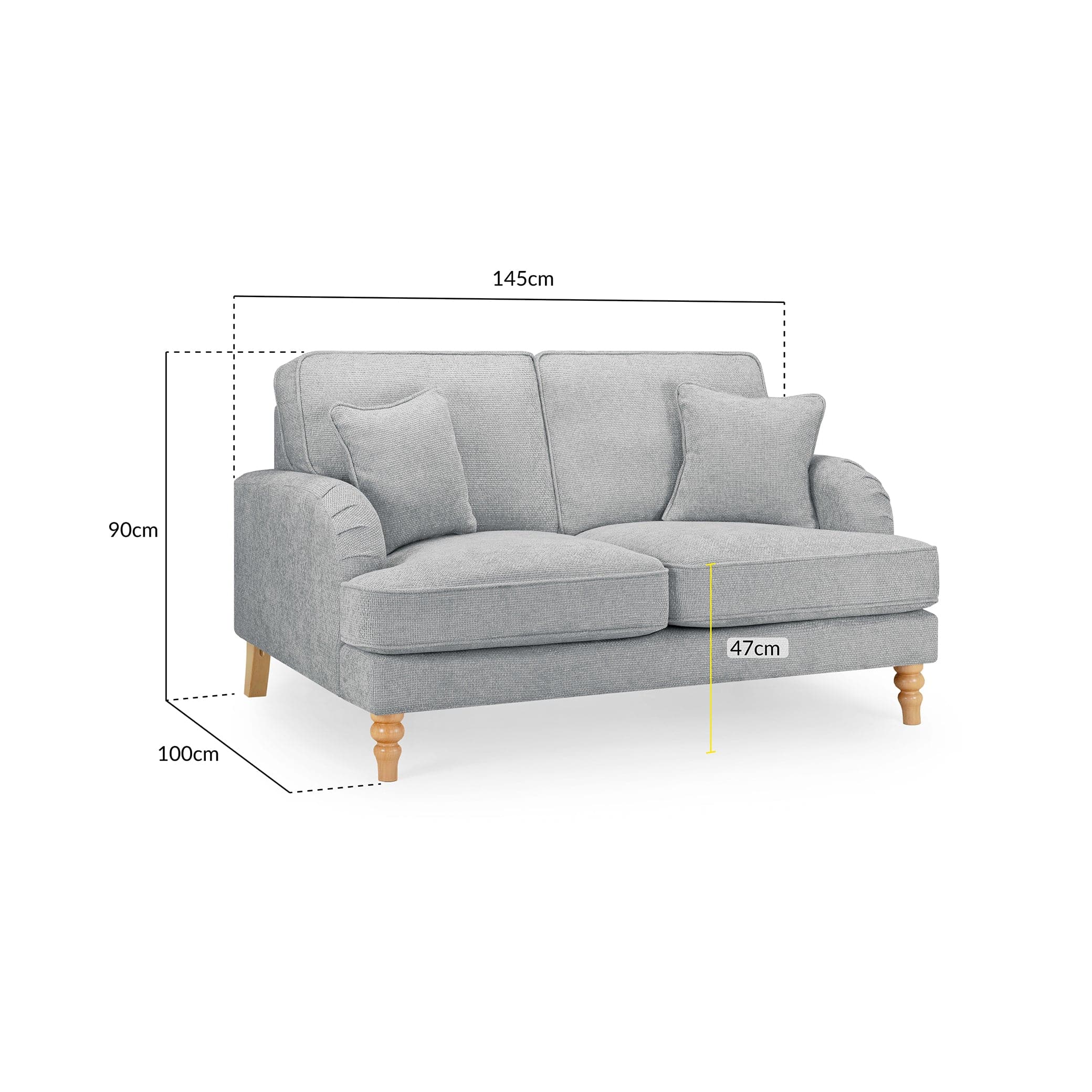Banks Slate 2 Seater Sofa - measurement view (7027333038144)