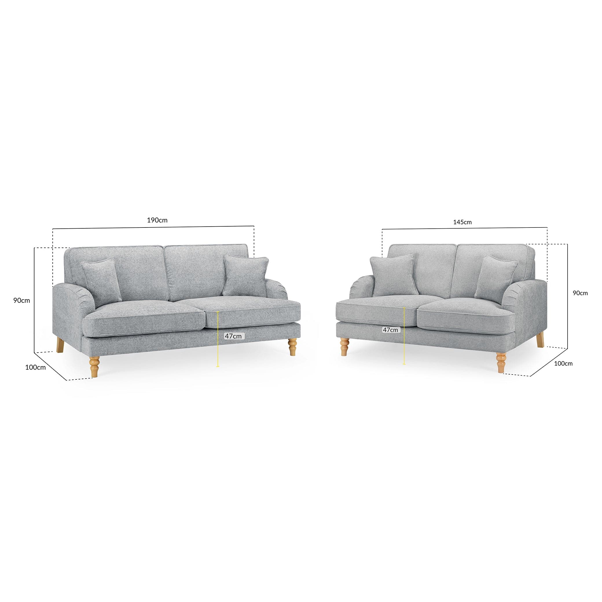 Banks Slate 3+2 Sofa Set - measurement view (7027334578240)