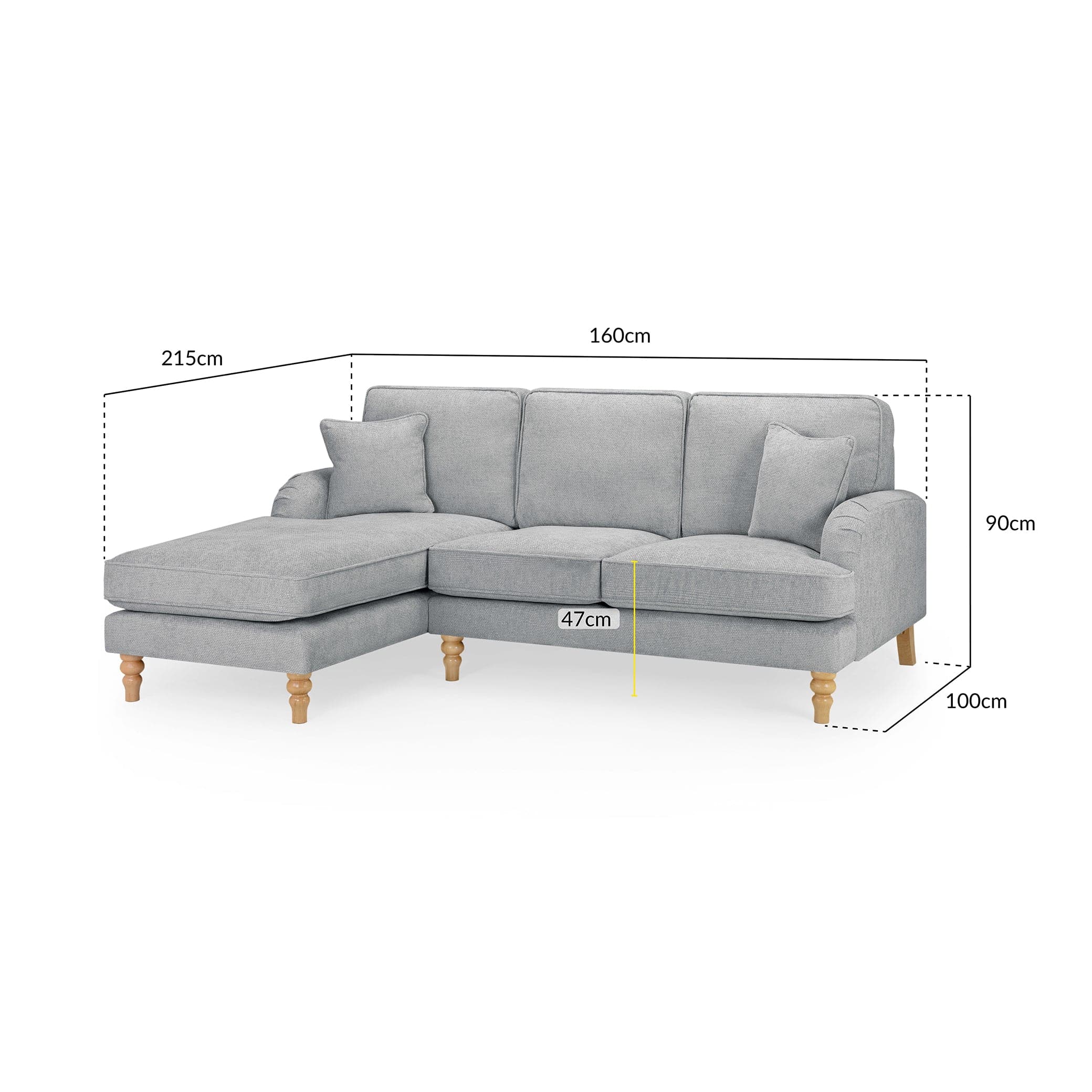 Banks Slate Left Hand Facing Corner Sofa - measurement view (7027336413248)