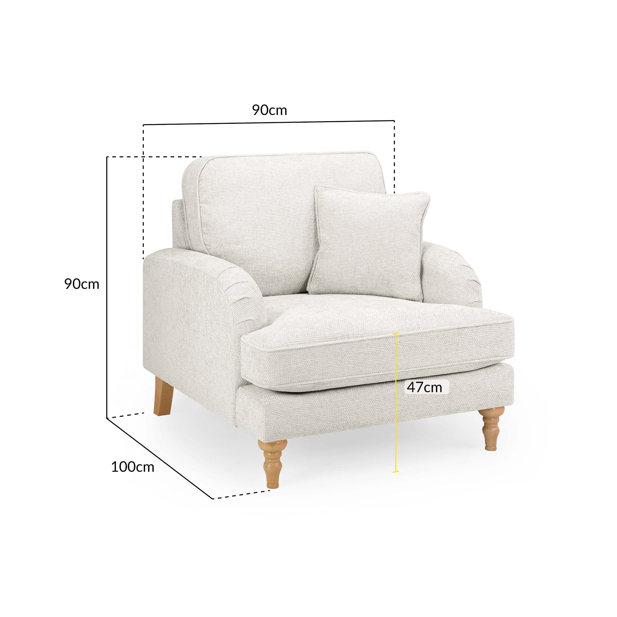 Banks Sofa Cream Armchair - measurement view (7027330940992)
