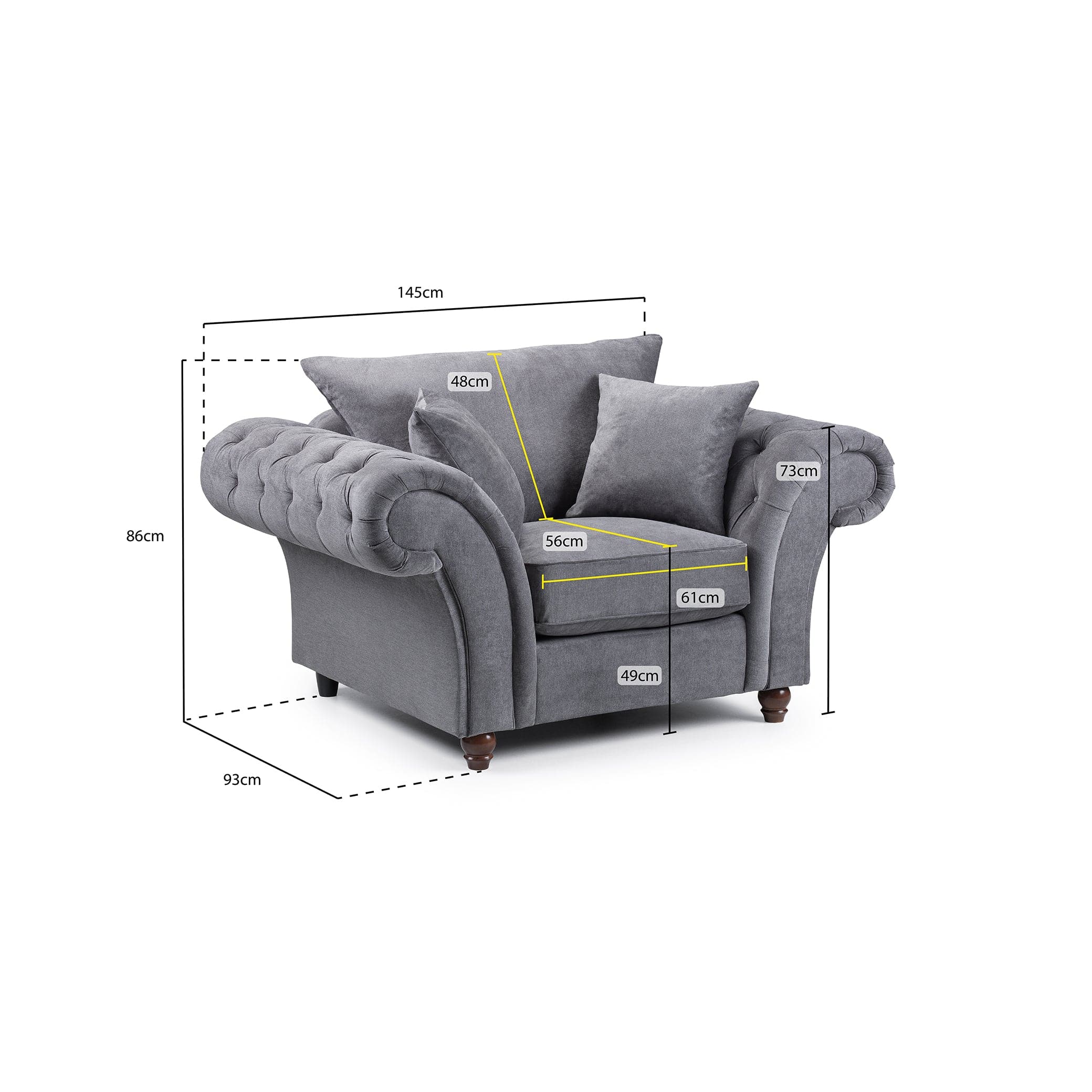 Berkshire Grey Armchair - measurement view (7026908627008)