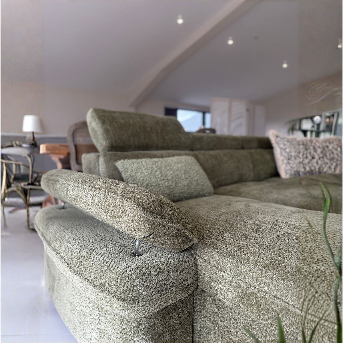 Billie Universal Corner Sofa Bed with Storage in Green Beehive