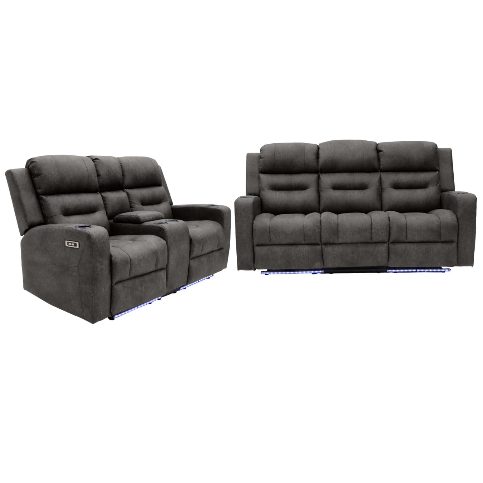 Leo Tech Recliner Sofa Brown 3+2 Set