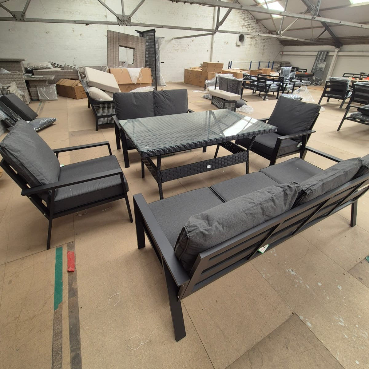 Sienna Aluminium Sofa Dining Set with Rattan Table