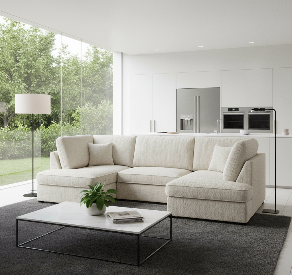 Camden U-Shape Corner Sofa with Footstool – Classic Beige (7022918860864)