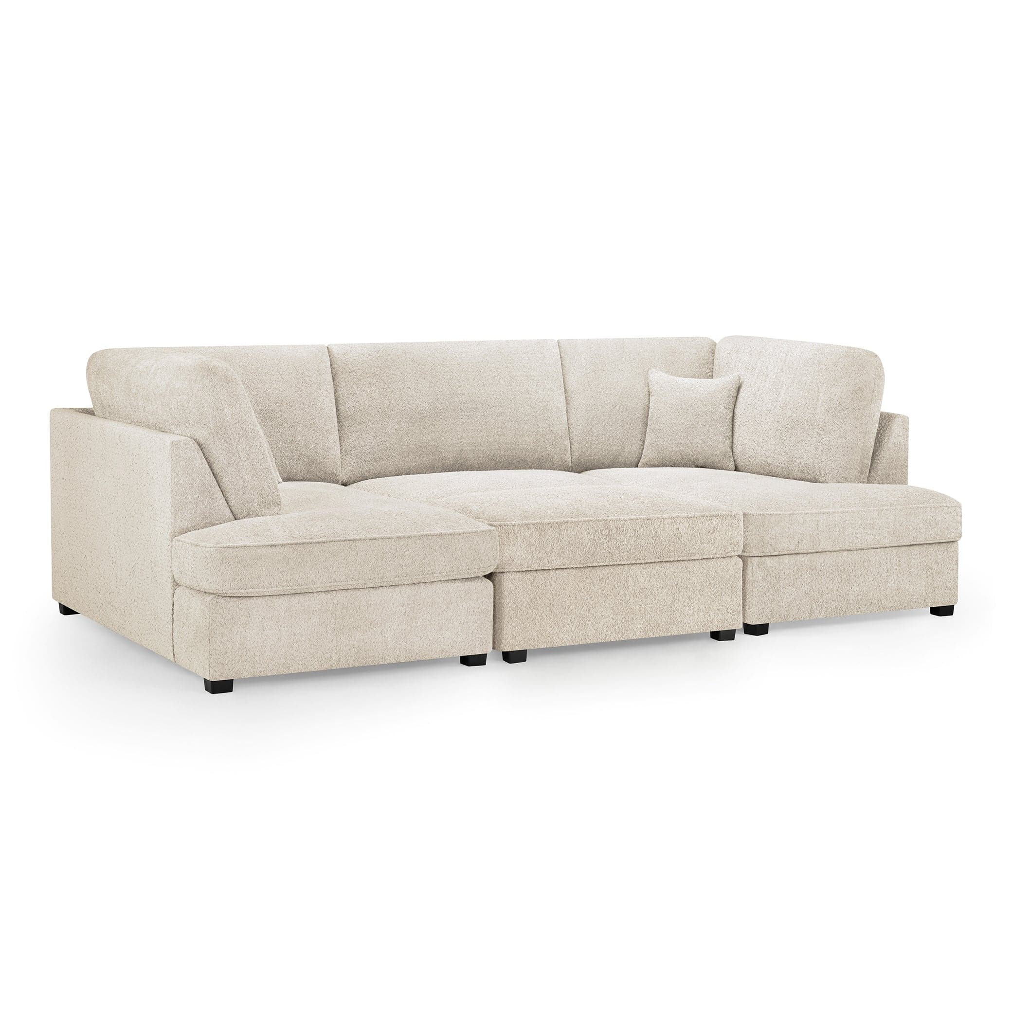 Camden U-Shape Corner Sofa with Footstool – Beige Boucle – Side Profile (7022932656192)