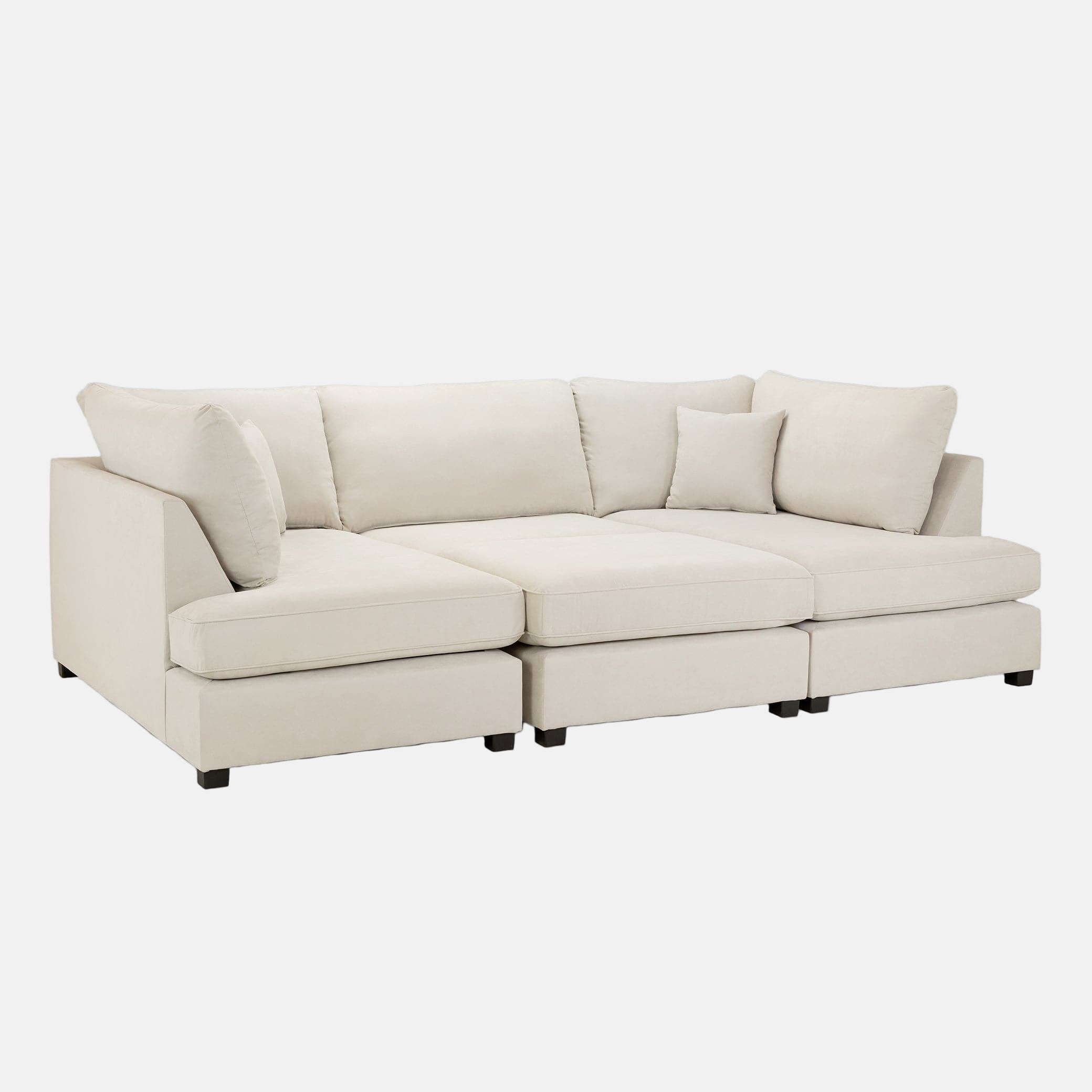 Camden U-Shape Corner Sofa with Footstool – Beige– Side Profile (7022918860864)
