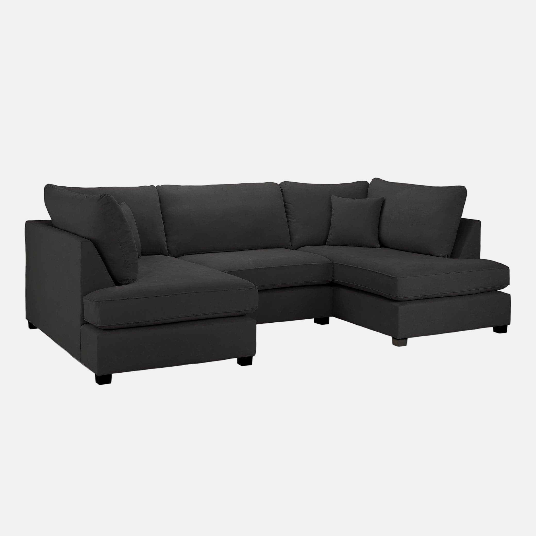 Camden U-Shape Corner Sofa with Footstool – Black– Modern U-Shaped Layout (7022917615680)