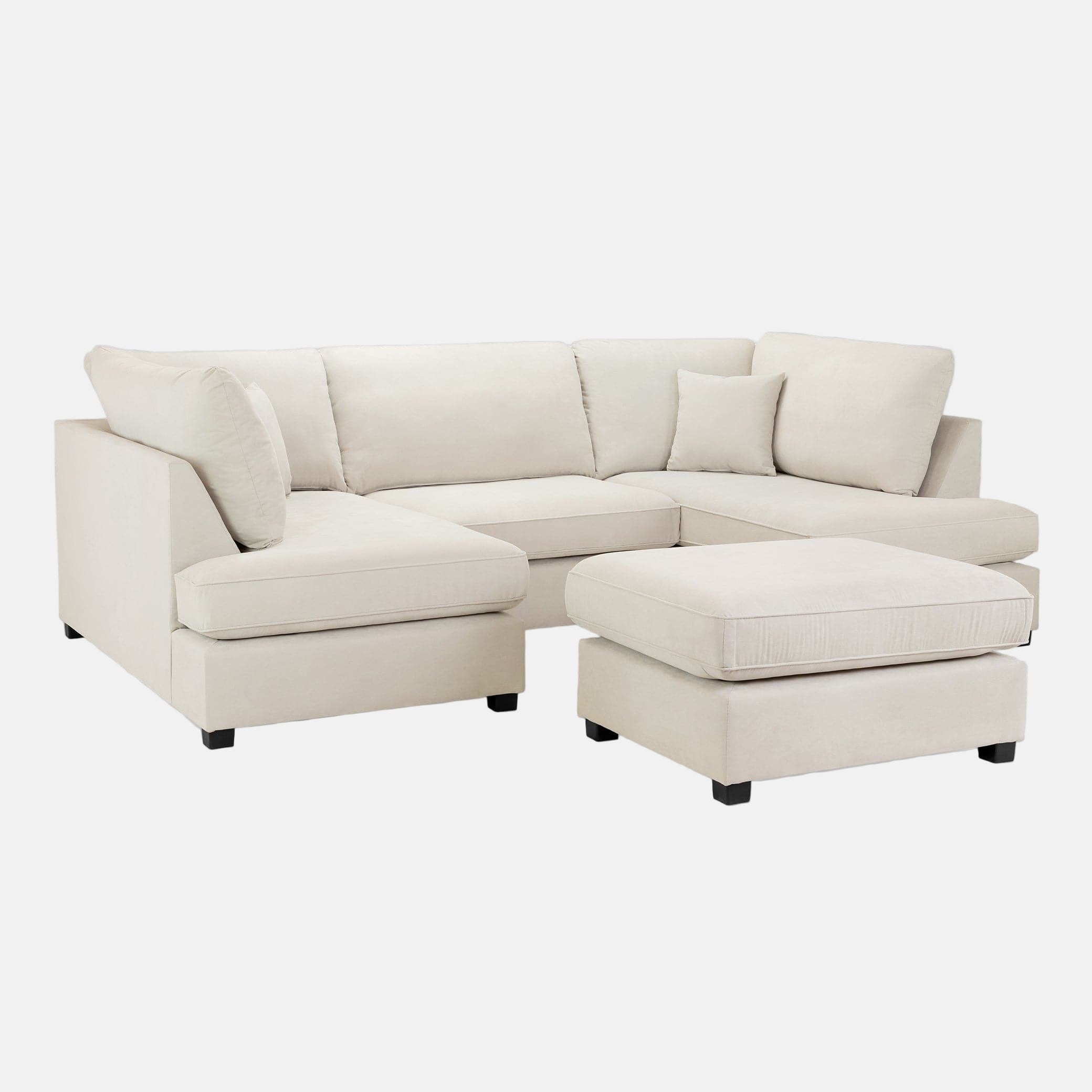 Camden U-Shape Corner Sofa with Footstool – Beige Boucle (7022932656192)