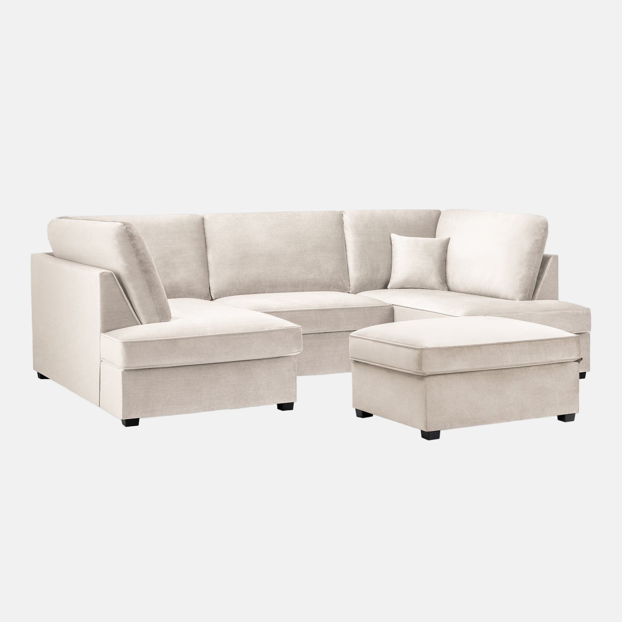 Camden U-Shape Corner Sofa with Footstool – Beige Boucle (7022932656192)