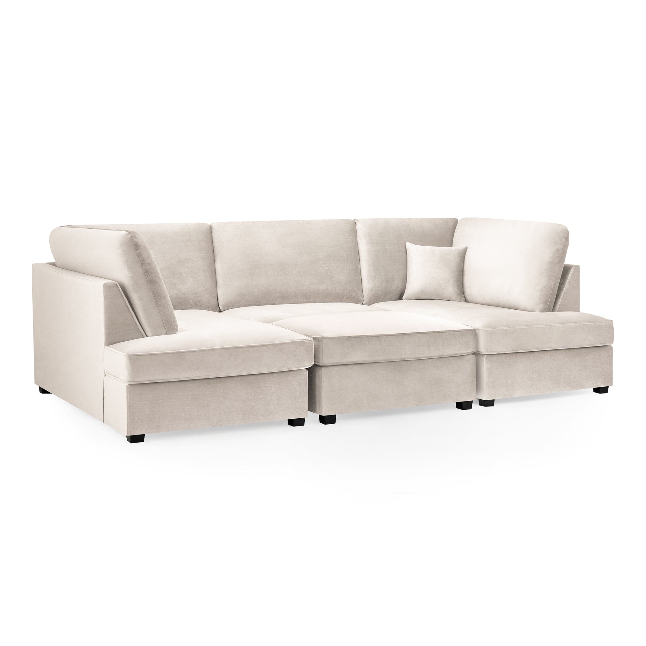 Camden U-Shape Corner Sofa with Footstool – Plush Beige– Side Profile (7022922104896)