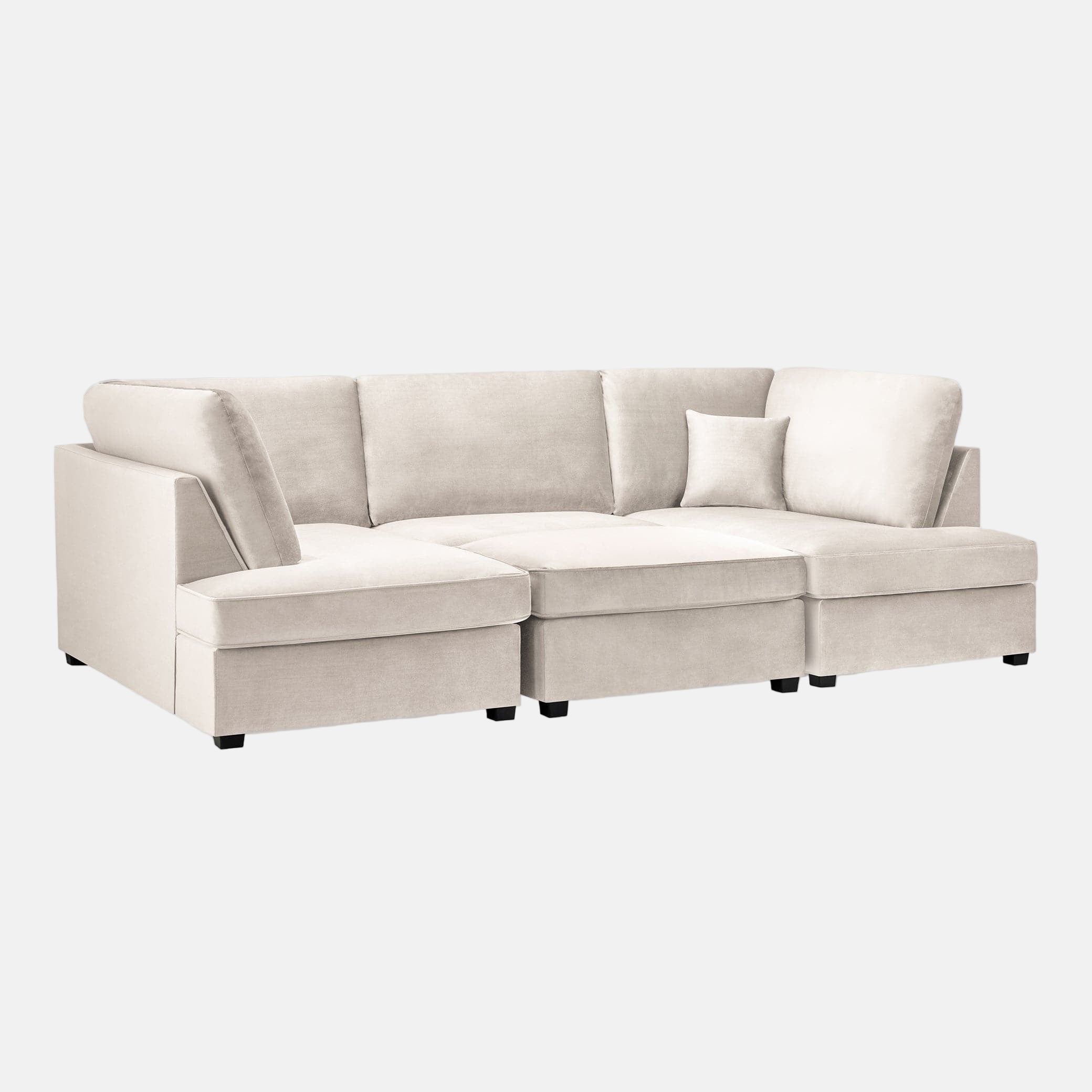 Camden U-Shape Corner Sofa with Footstool – Plush Beige– Side Profile (7022922104896)