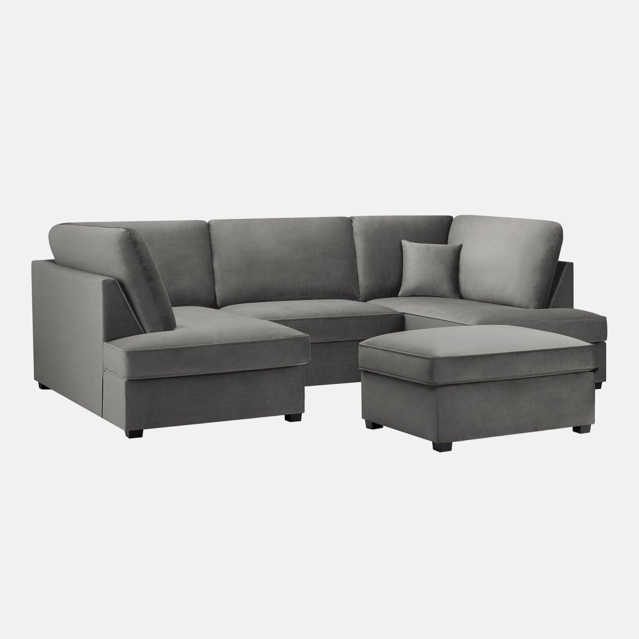 Camden U-Shape Corner Sofa with Footstool – Beige Boucle (7022932656192)