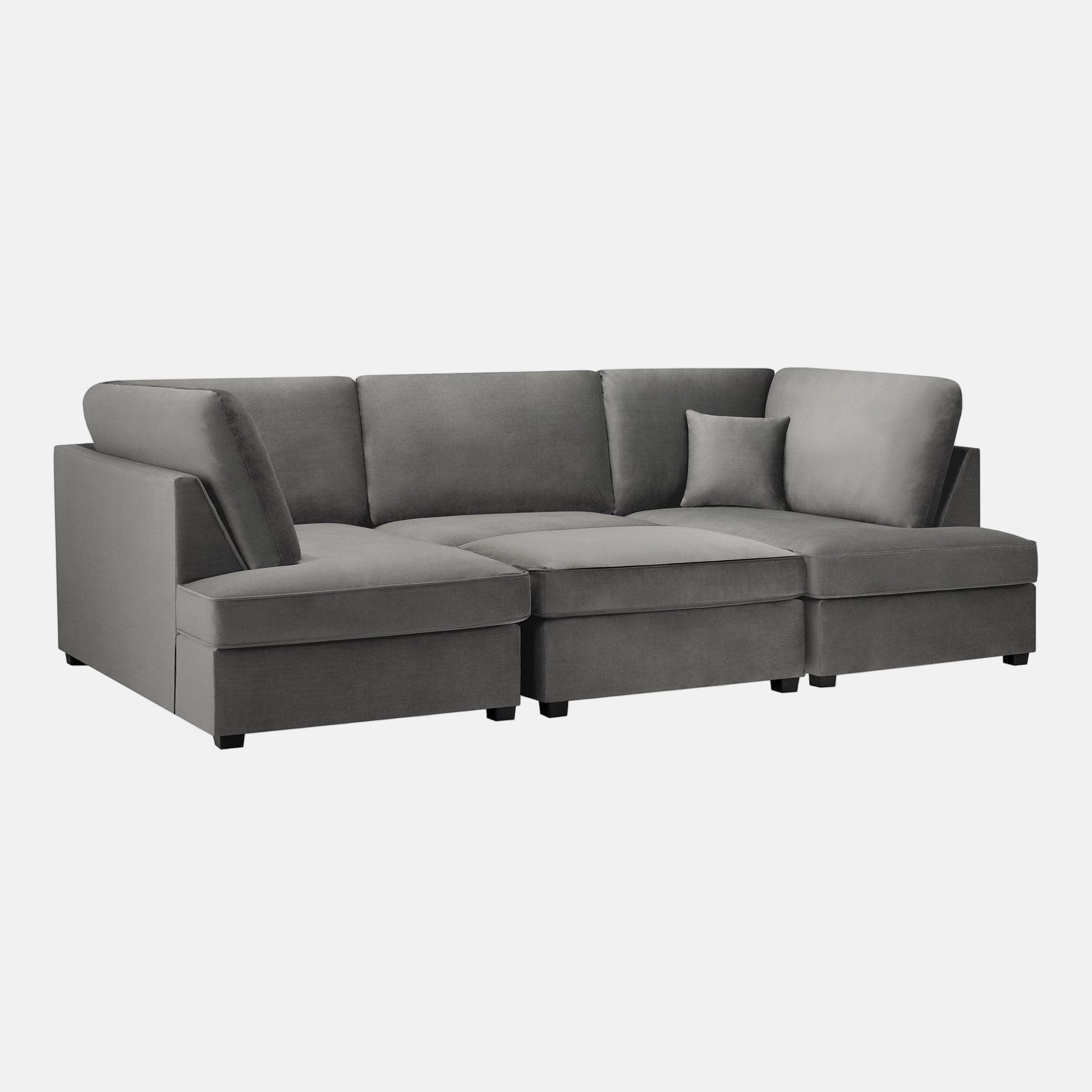 Camden U-Shape Corner Sofa with Footstool – Plush Grey – Side Profile (7022928986176)