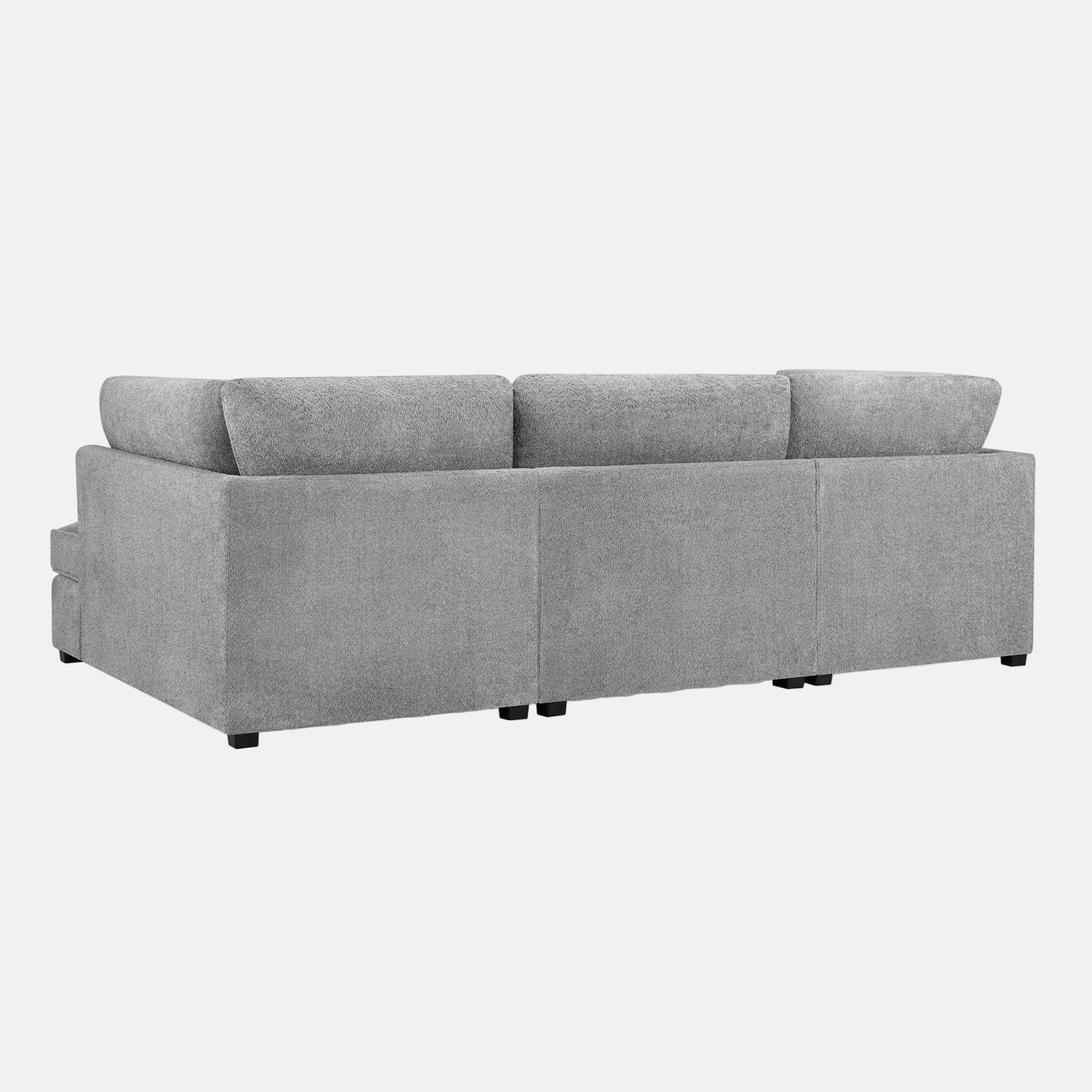 Camden U Shape Corner Sofa with Footstool - Grey Boucle, back view (7022930985024)