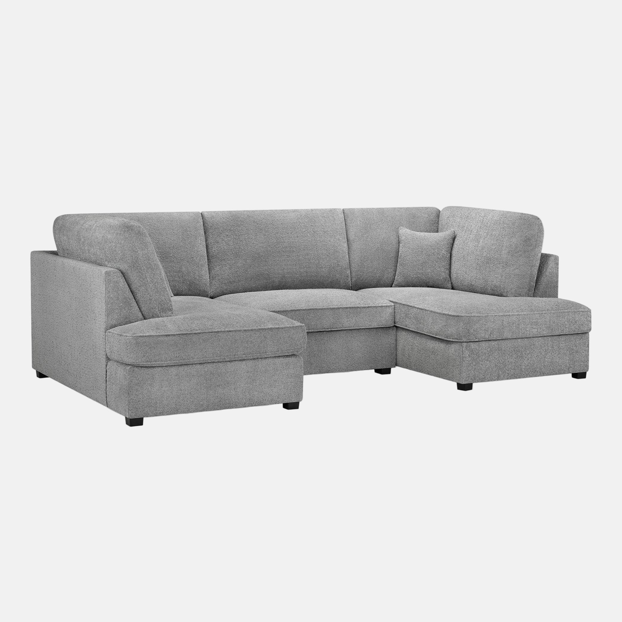 Camden U Shape Corner Sofa with Footstool - Grey Boucle Angle View (7022930985024)