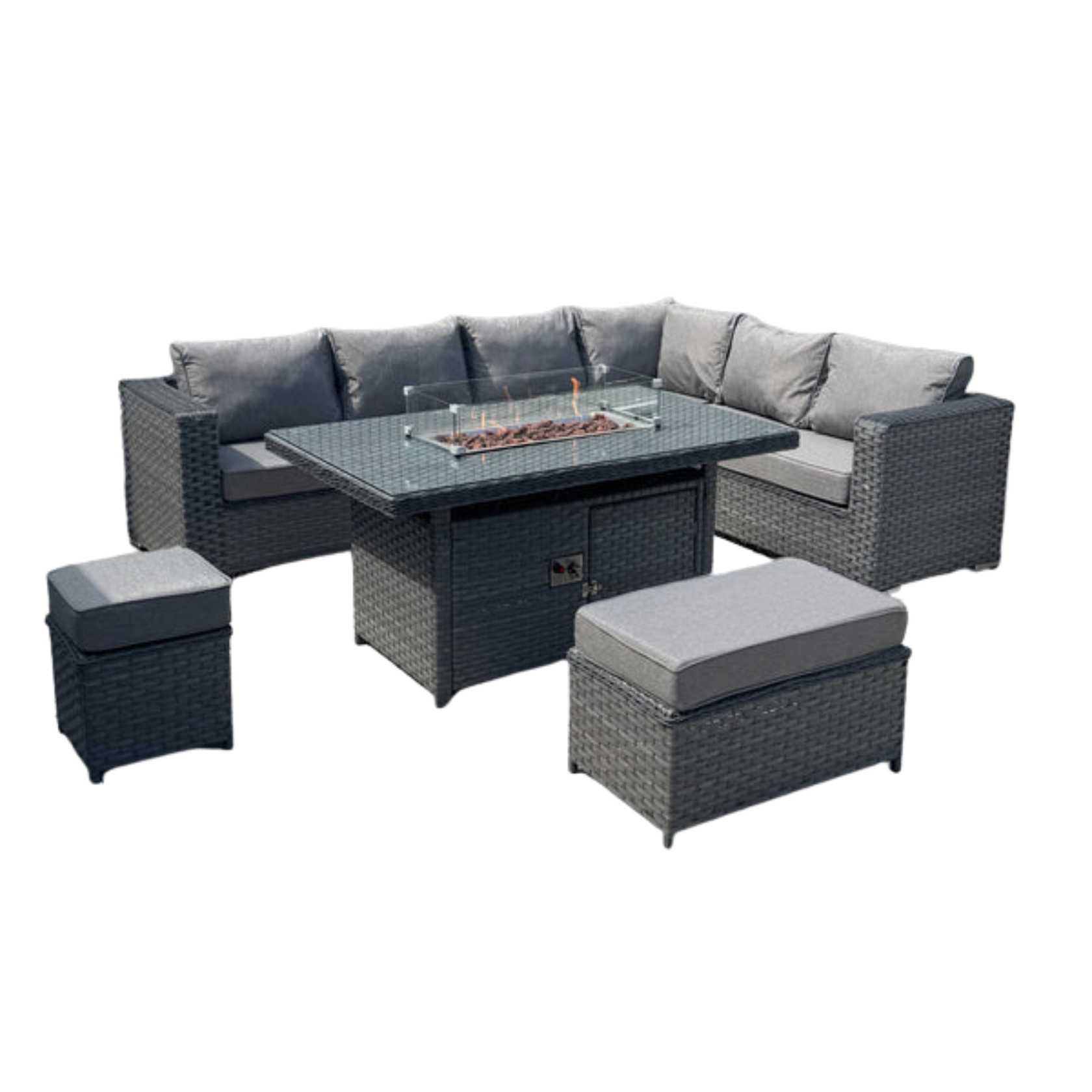 Capri Modular Corner Dining Set with Firepit Table - AMC Furniture