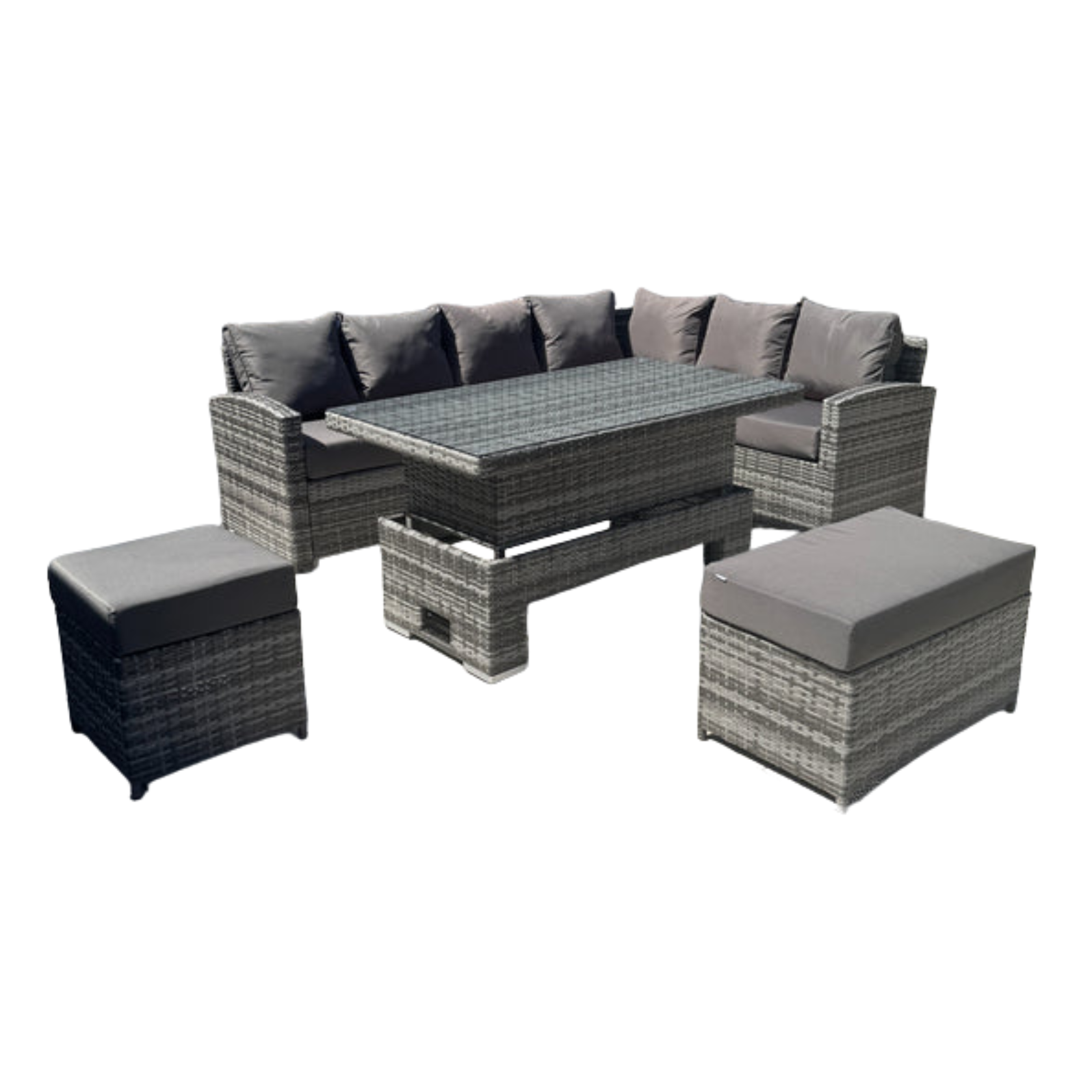 Casa Corner Sofa Set with Rising Dining Table in Mixed Weave (Right Hand) - AMC Furniture