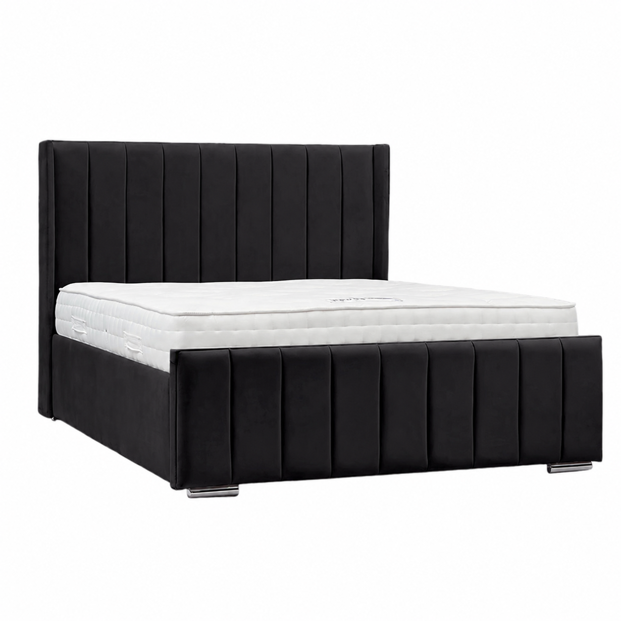 King Size Florence ottoman bedframe in plush black - AMC Furniture