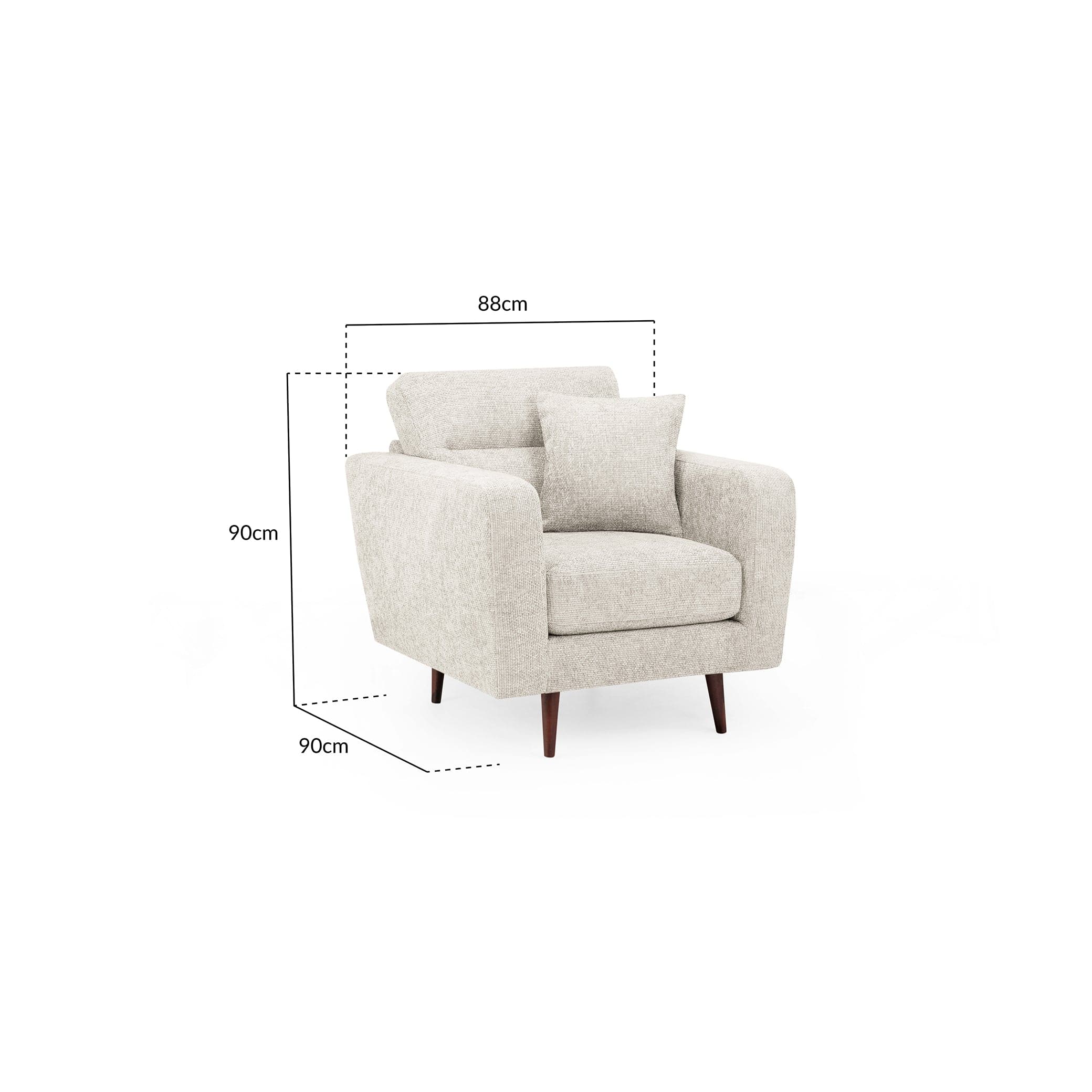 Chester Sofa Beige Armchair - measurement view (7026912133184)