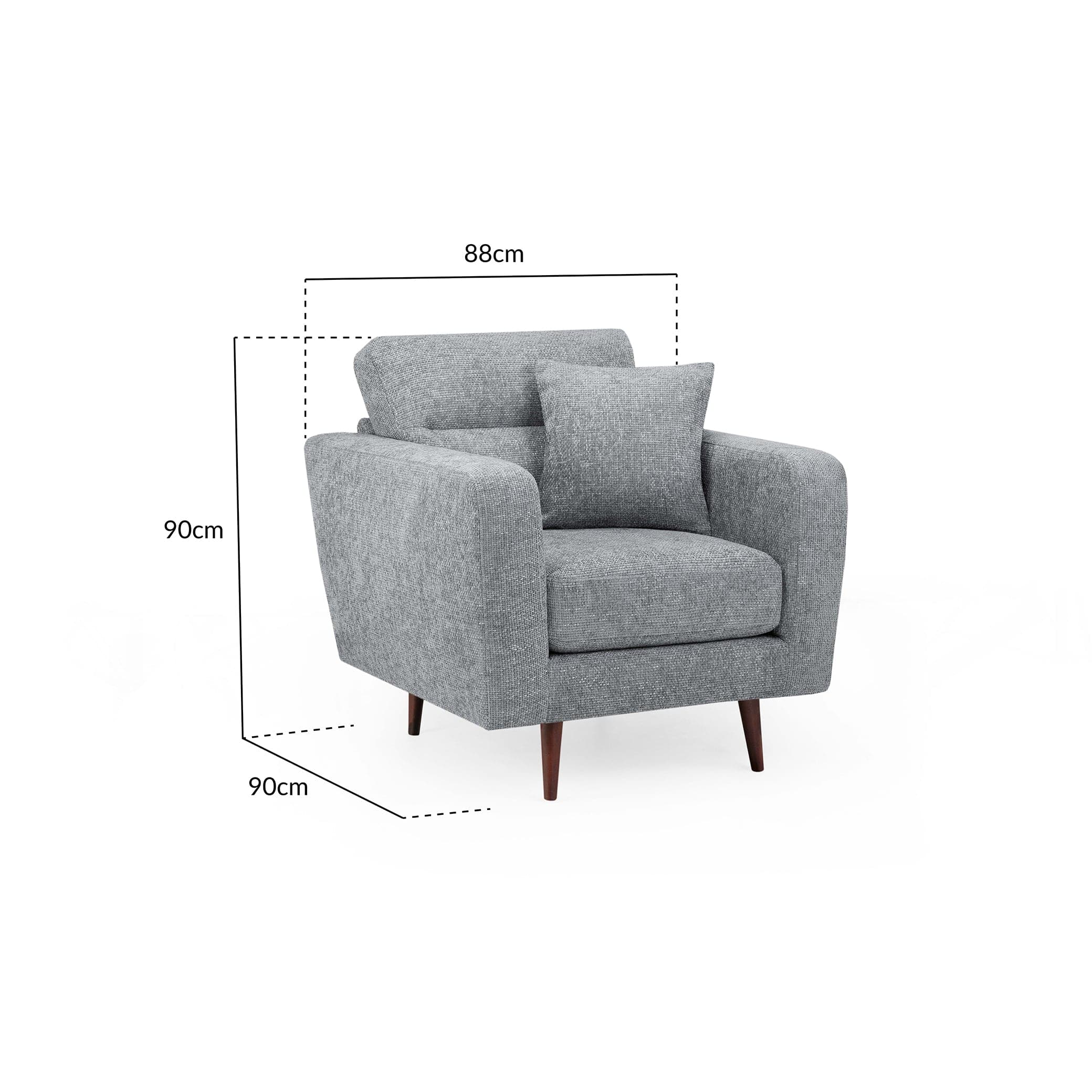 Chester Sofa Grey Armchair - measurement view (7026912034880)