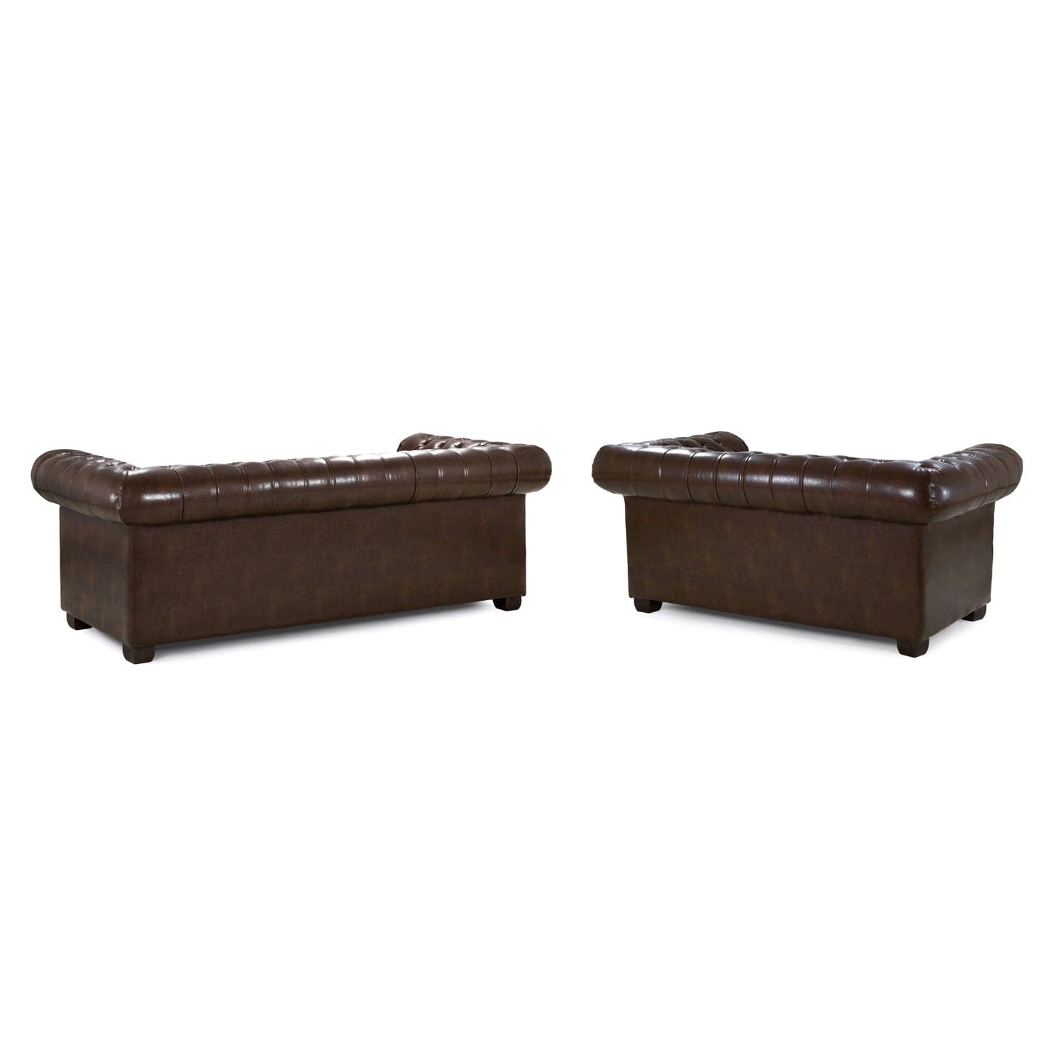 Chesterfield Sofa Antique Brown 3+2 Set - back view (7023079784512)