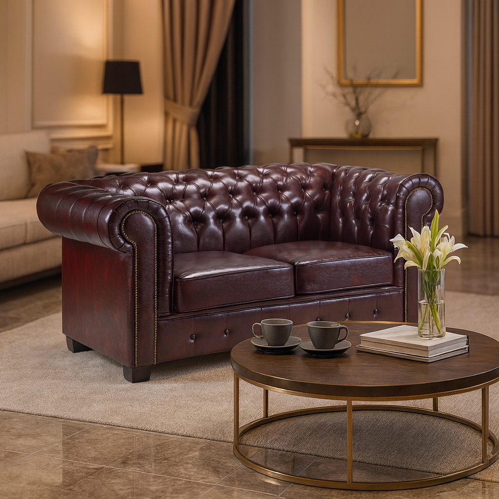 Chesterfield Sofa Oxblood Red 2 Seater (7023093743680)