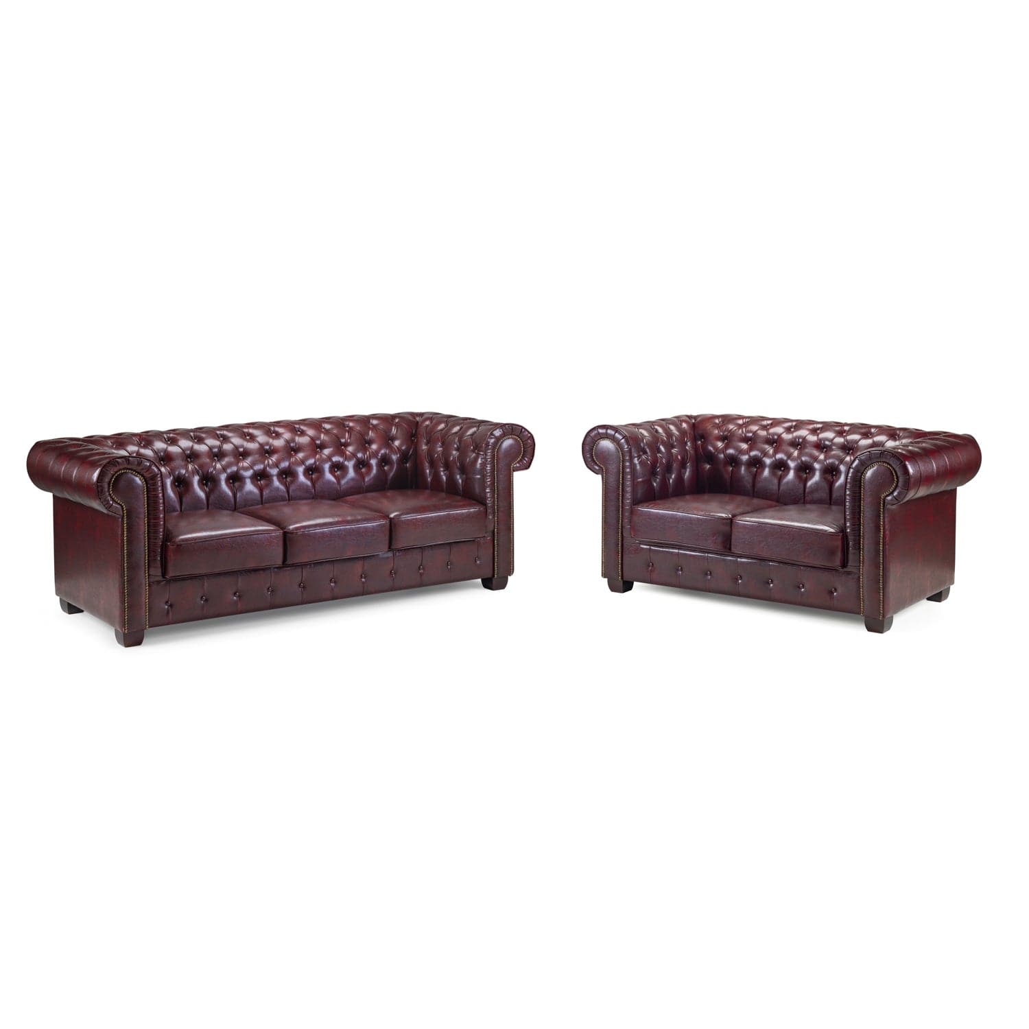 Chesterfield Sofa Antique Brown 3+2 Set (7023079784512) (7023096299584)