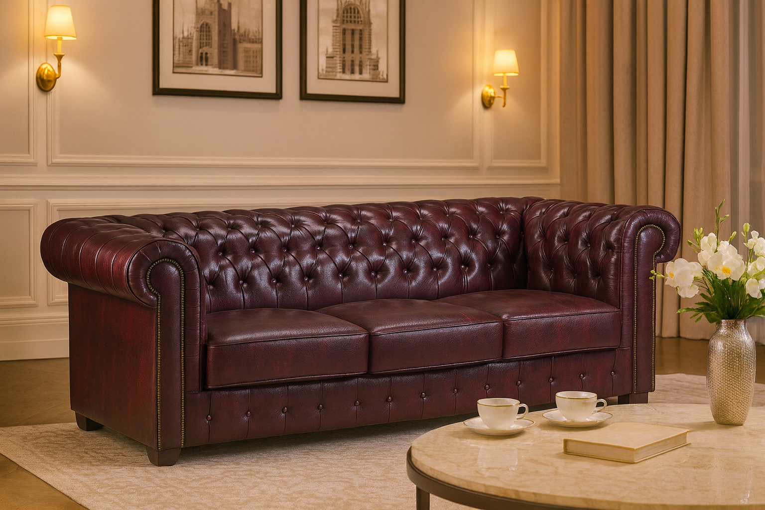 Chesterfield Sofa Oxblood Red 3 Seater (7023091286080)