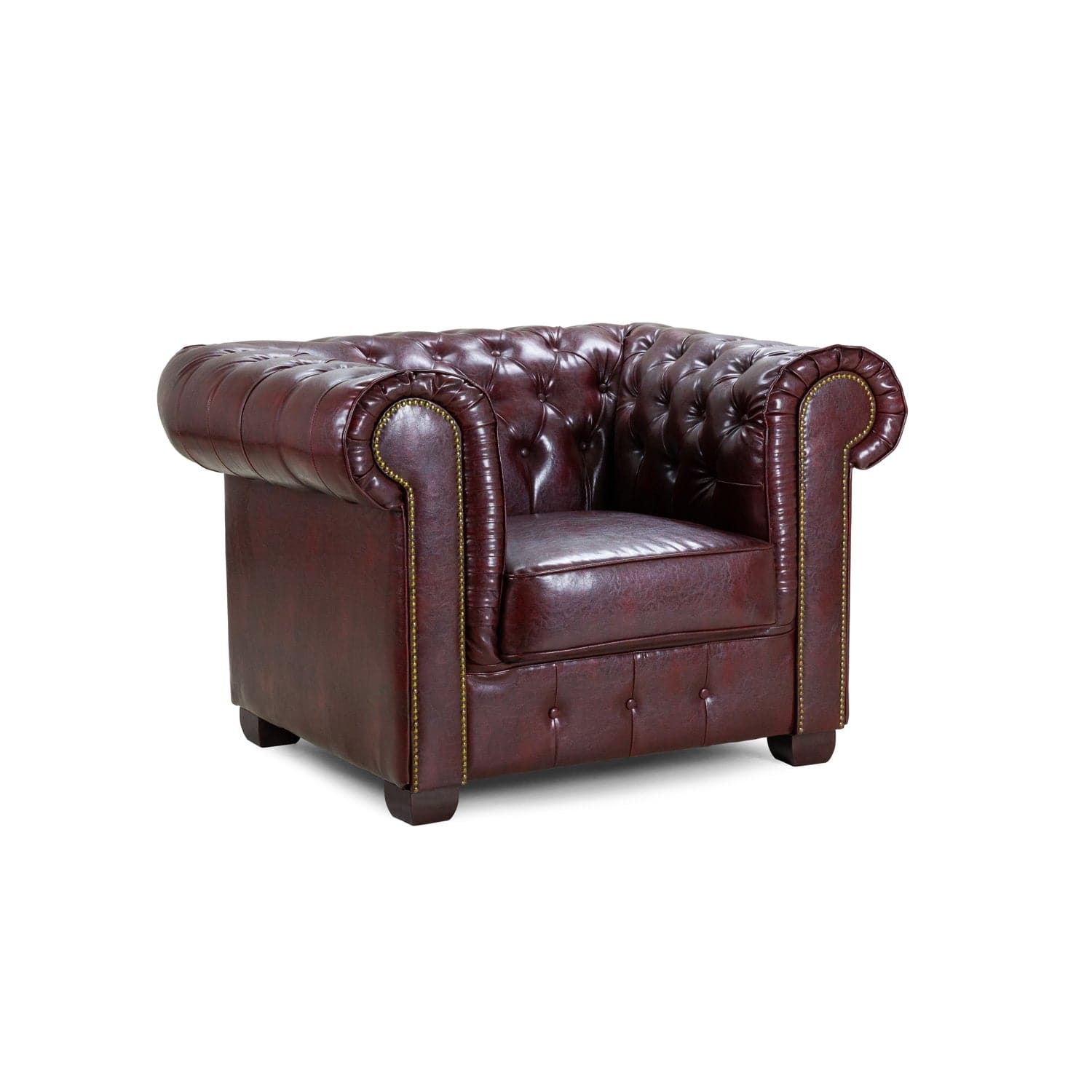 Chesterfield Sofa Oxblood Red Armchair - front view (7023095218240)