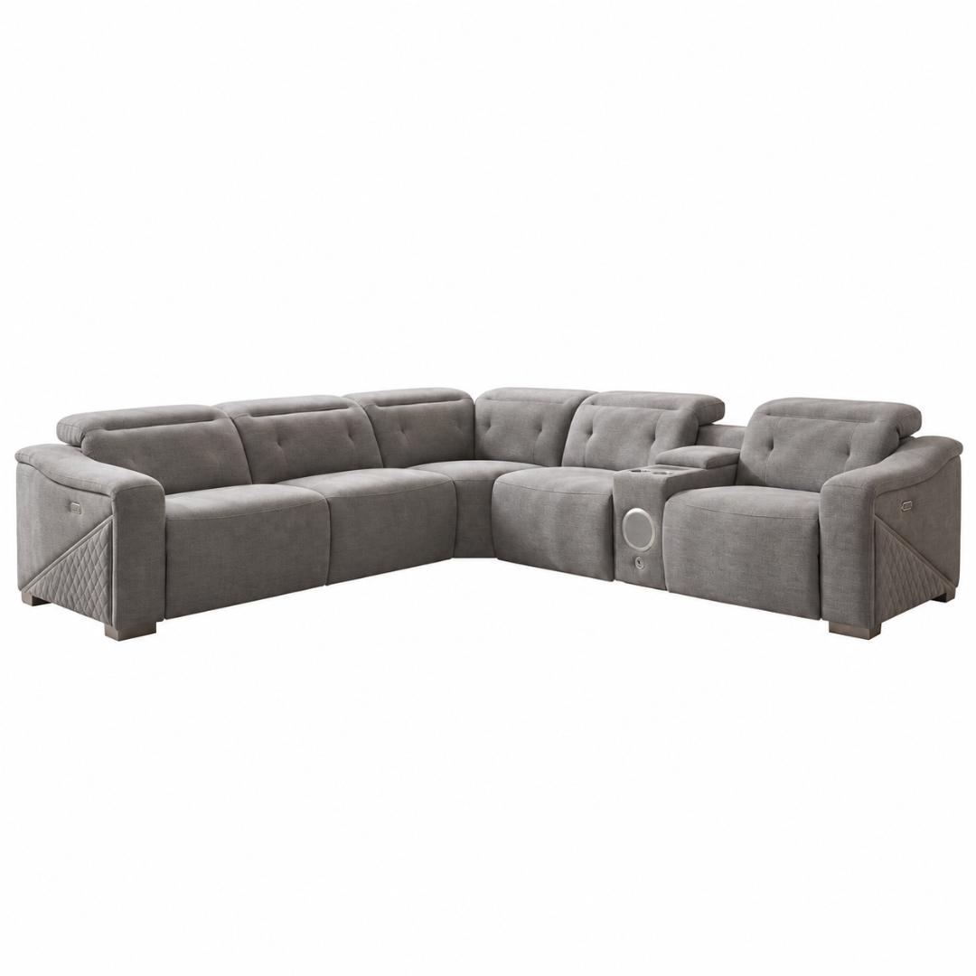 Colorado Electric Recliner Sofa Grey Large Corner Beehive