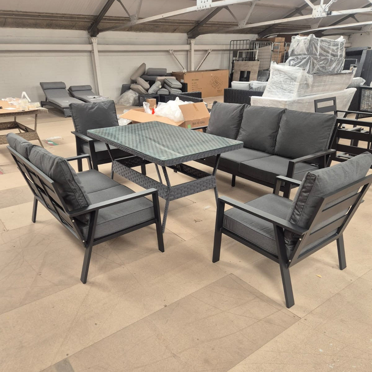 Sienna Aluminium Sofa Dining Set with Rattan Dining Table
