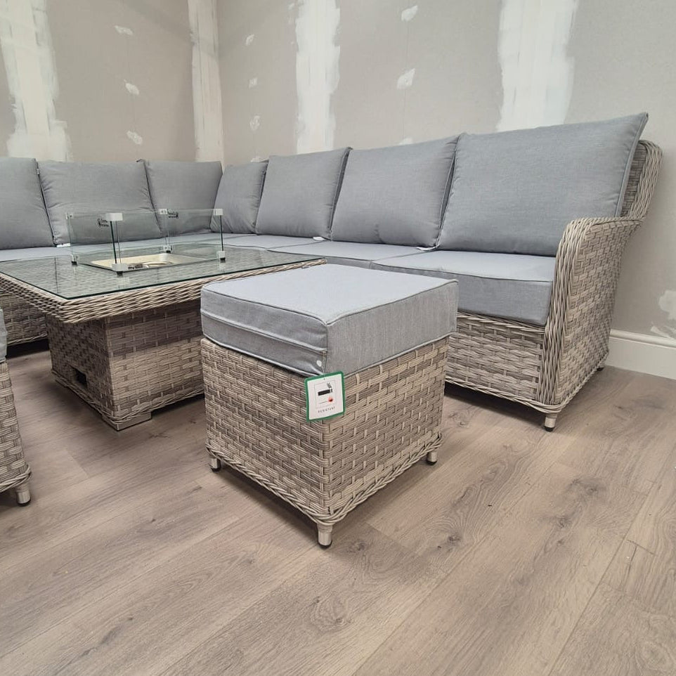 Corner Firepit Dining Set - Clearance Rattan Republic
