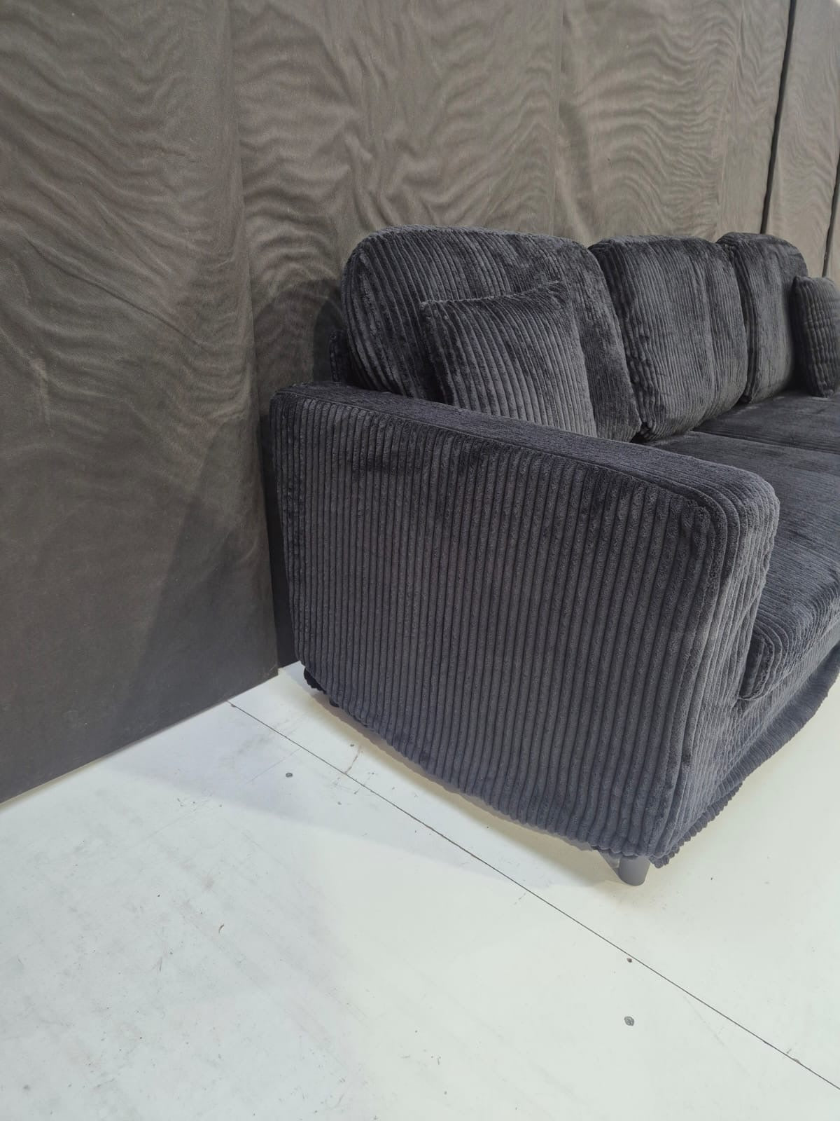 4 Seater Corduroy Sofa in Charcoal Black - AMC Furniture
