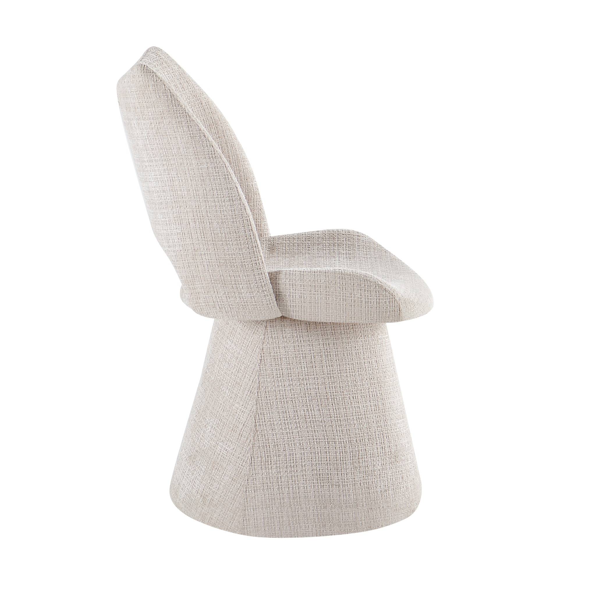 Romy Swivel Dining Chairs in Beige - AMC Furniture