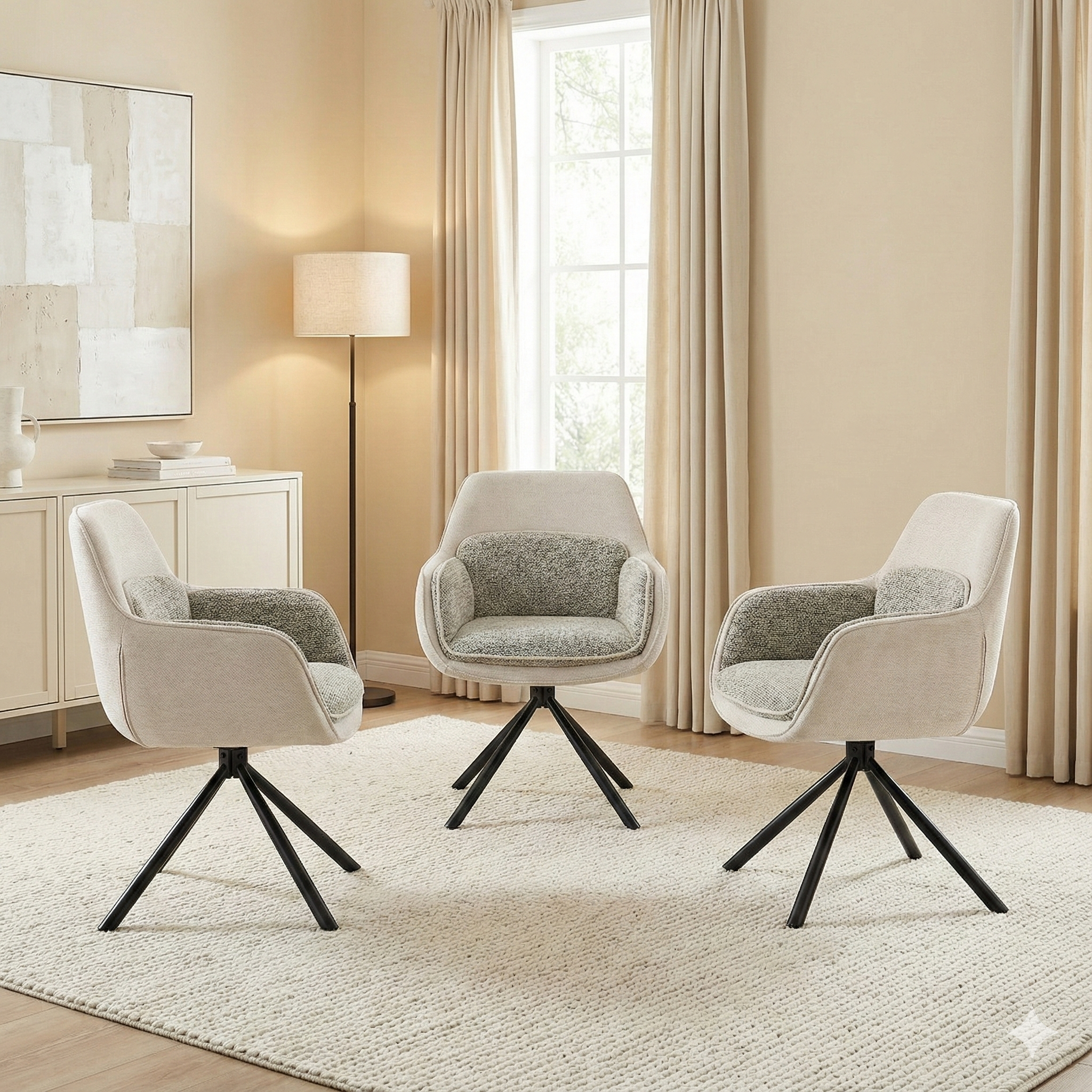 Maeve Swivel Dining Chair in Beige - AMC Furniture