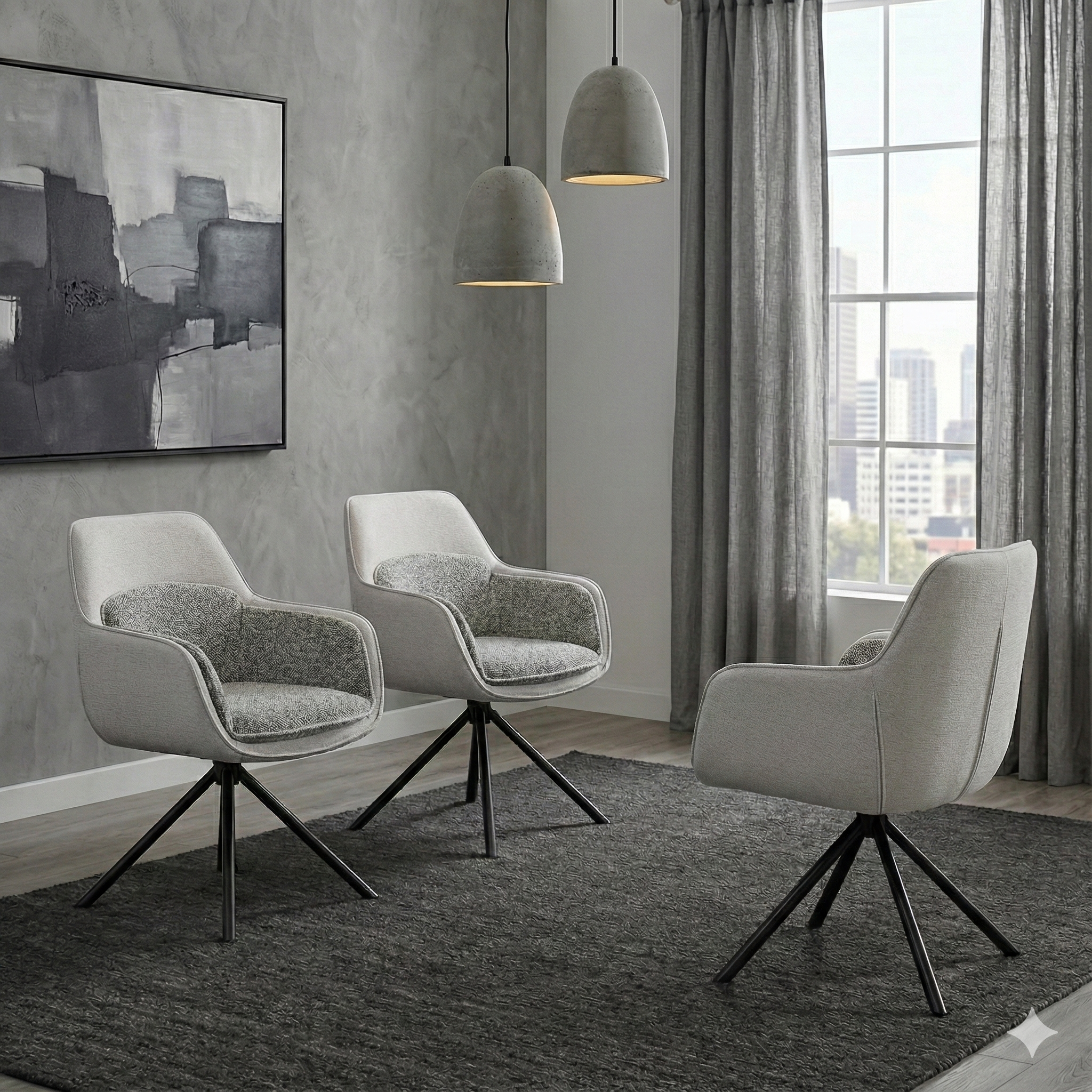 Maeve Swivel Dining Chair in Grey - AMC Furniture