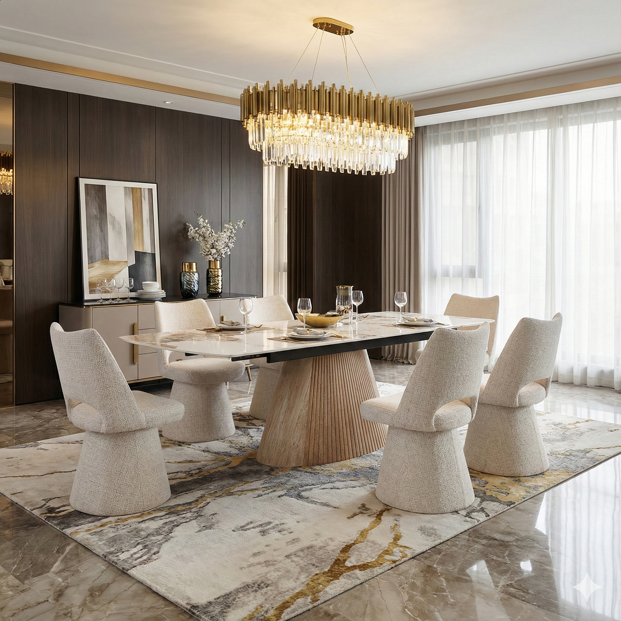 Monte Carlo Extending Dining Table in Beige - AMC Furniture