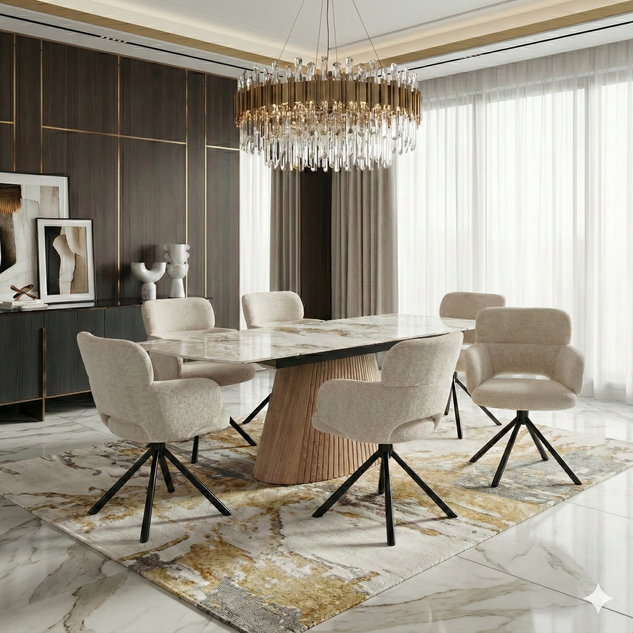 Monte Carlo Extending Dining Table in Beige - AMC Furniture