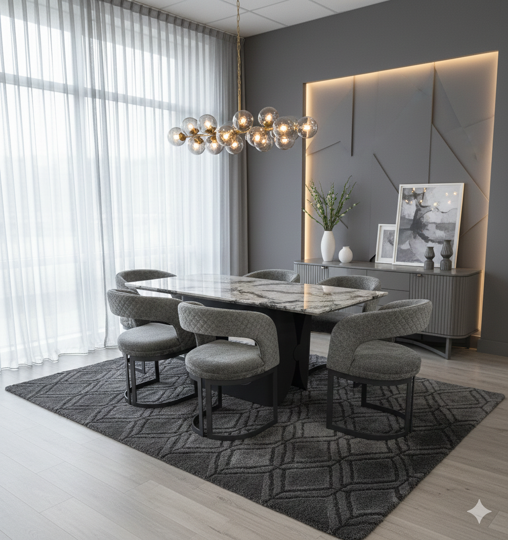 Eliza Grey Marble Dining Table - AMC Furniture
