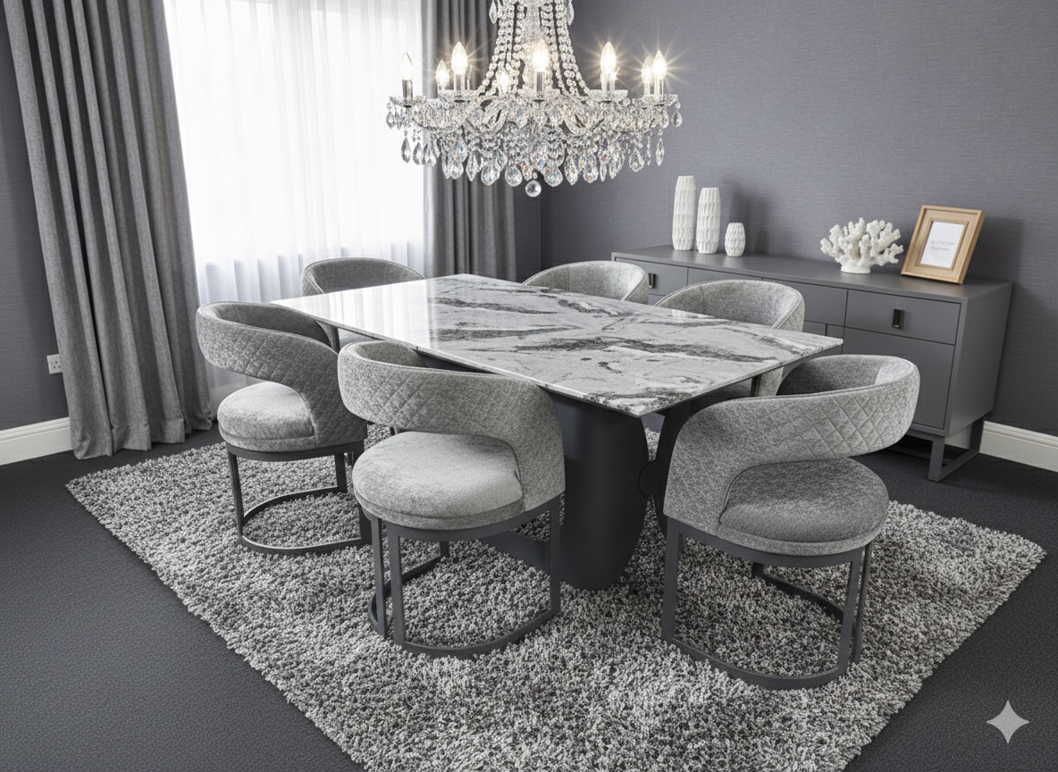 Eliza Grey Marble Dining Table - AMC Furniture