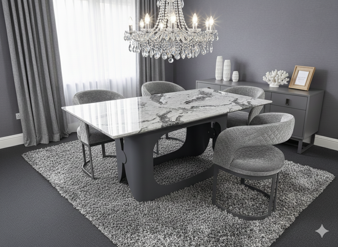 Eliza Grey Marble Dining Table - AMC Furniture