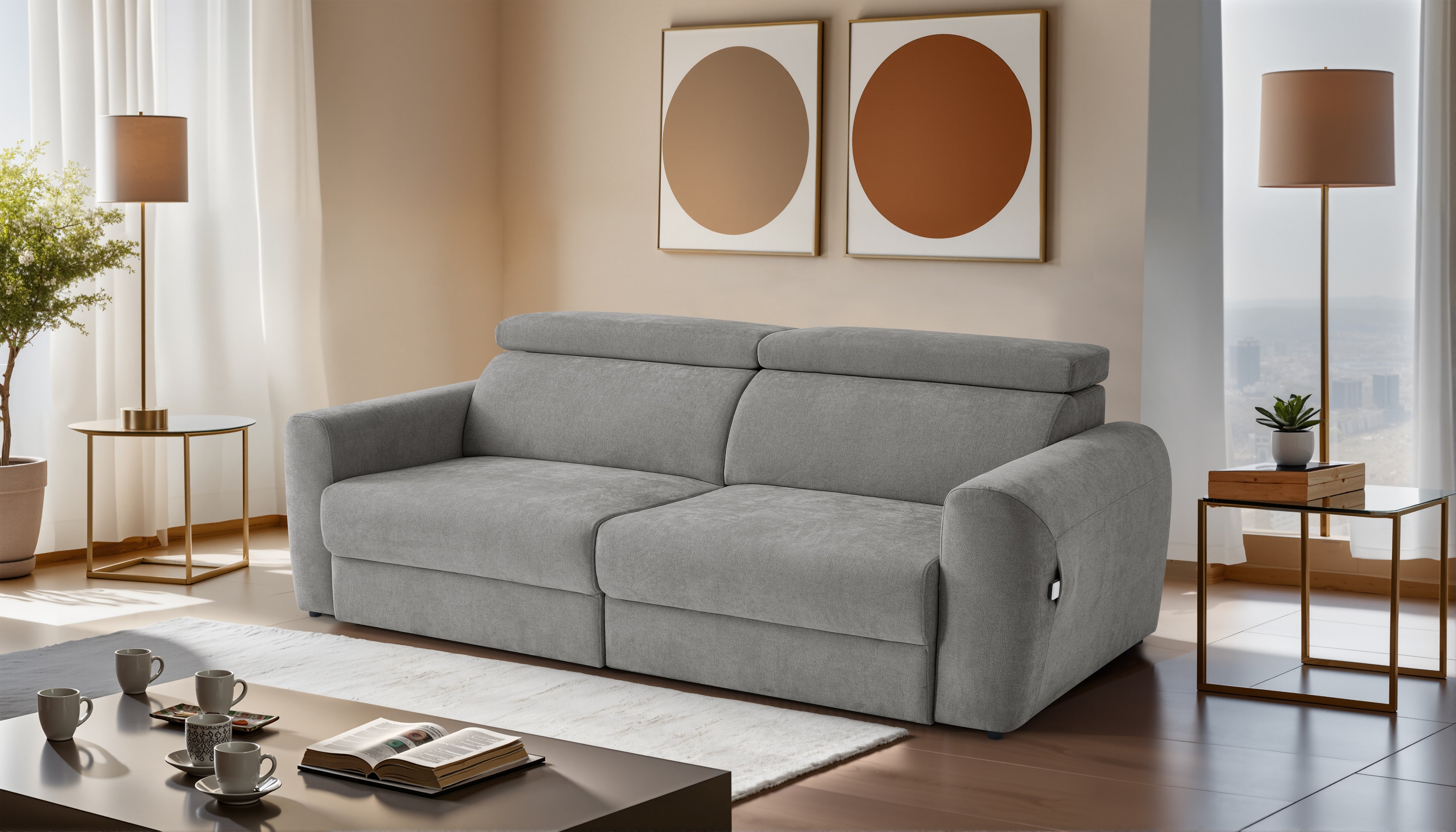 Raye 3 Seater Electric Sofa Bed in Grey - AMC Furniture