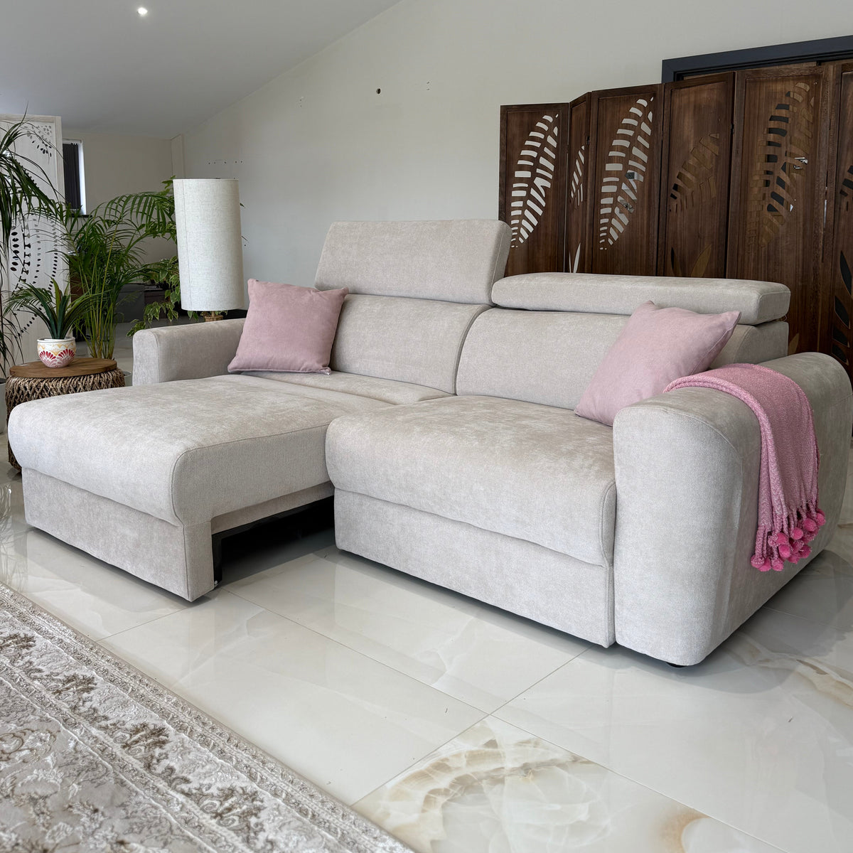 Raye 3 Seater Electric Sofa Bed in Beige - AMC Furniture