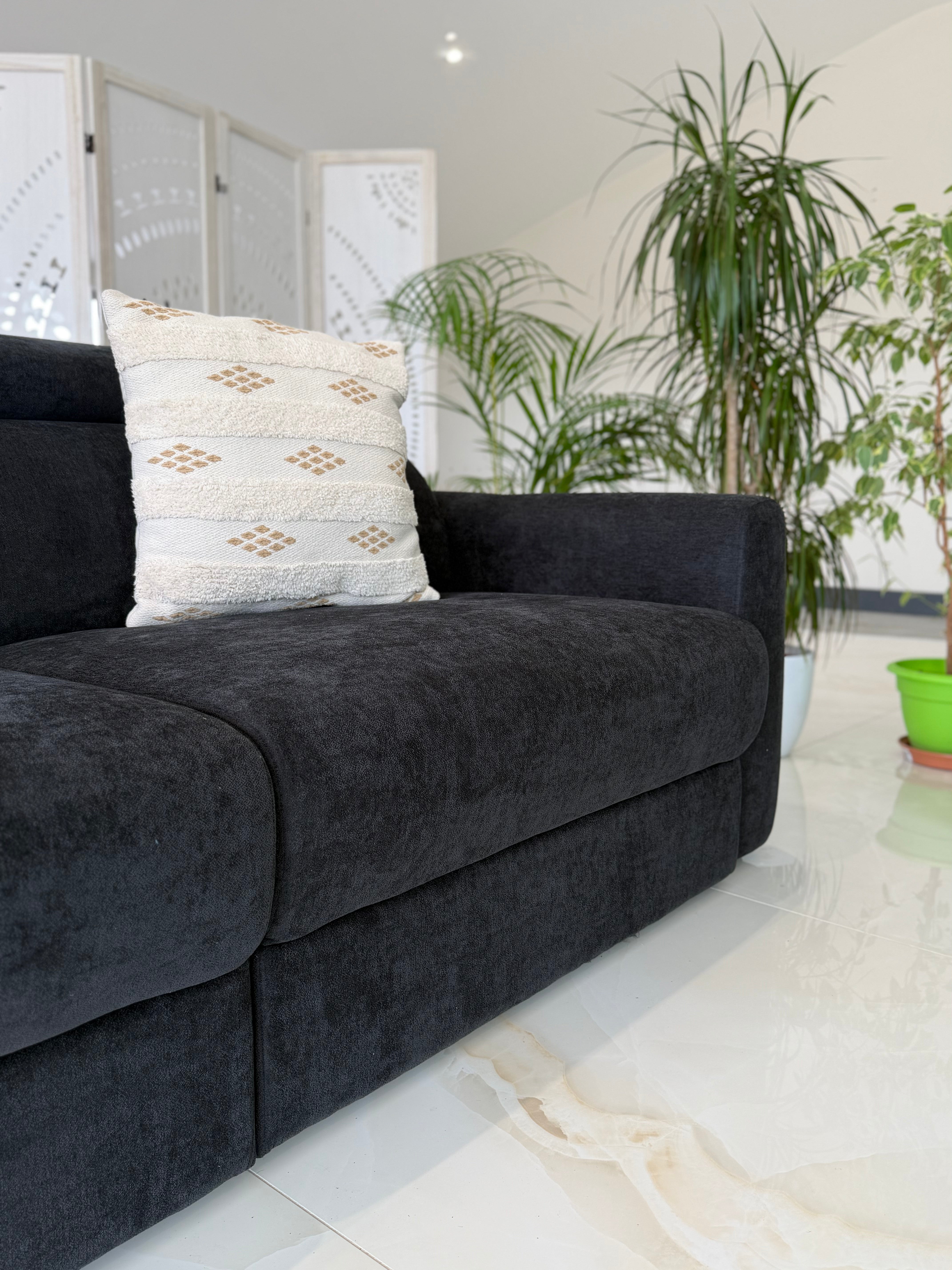 Raye 3 Seater Electric Sofa Bed in Black - AMC Furniture