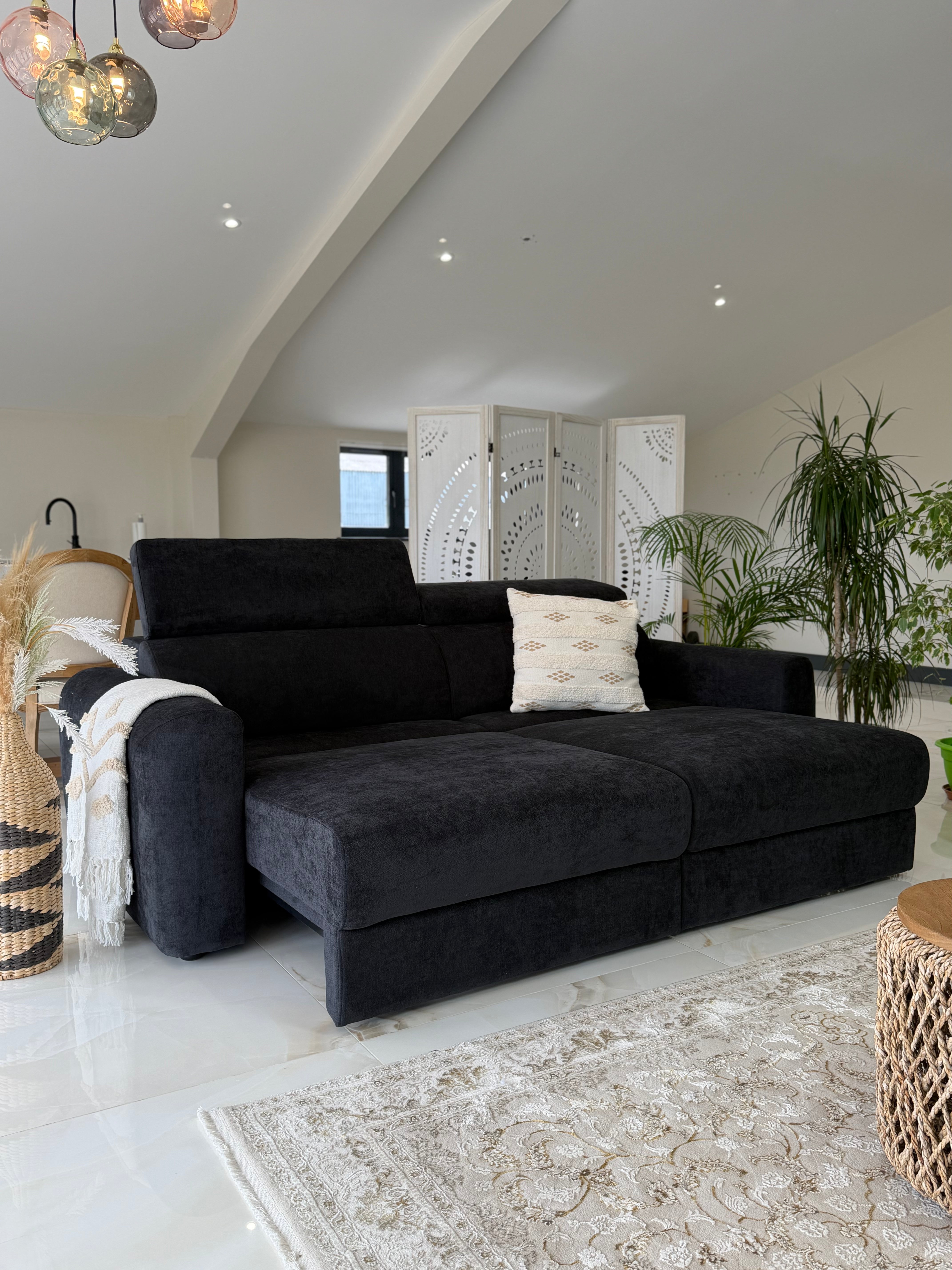 Raye 3 Seater Electric Sofa Bed in Black - AMC Furniture