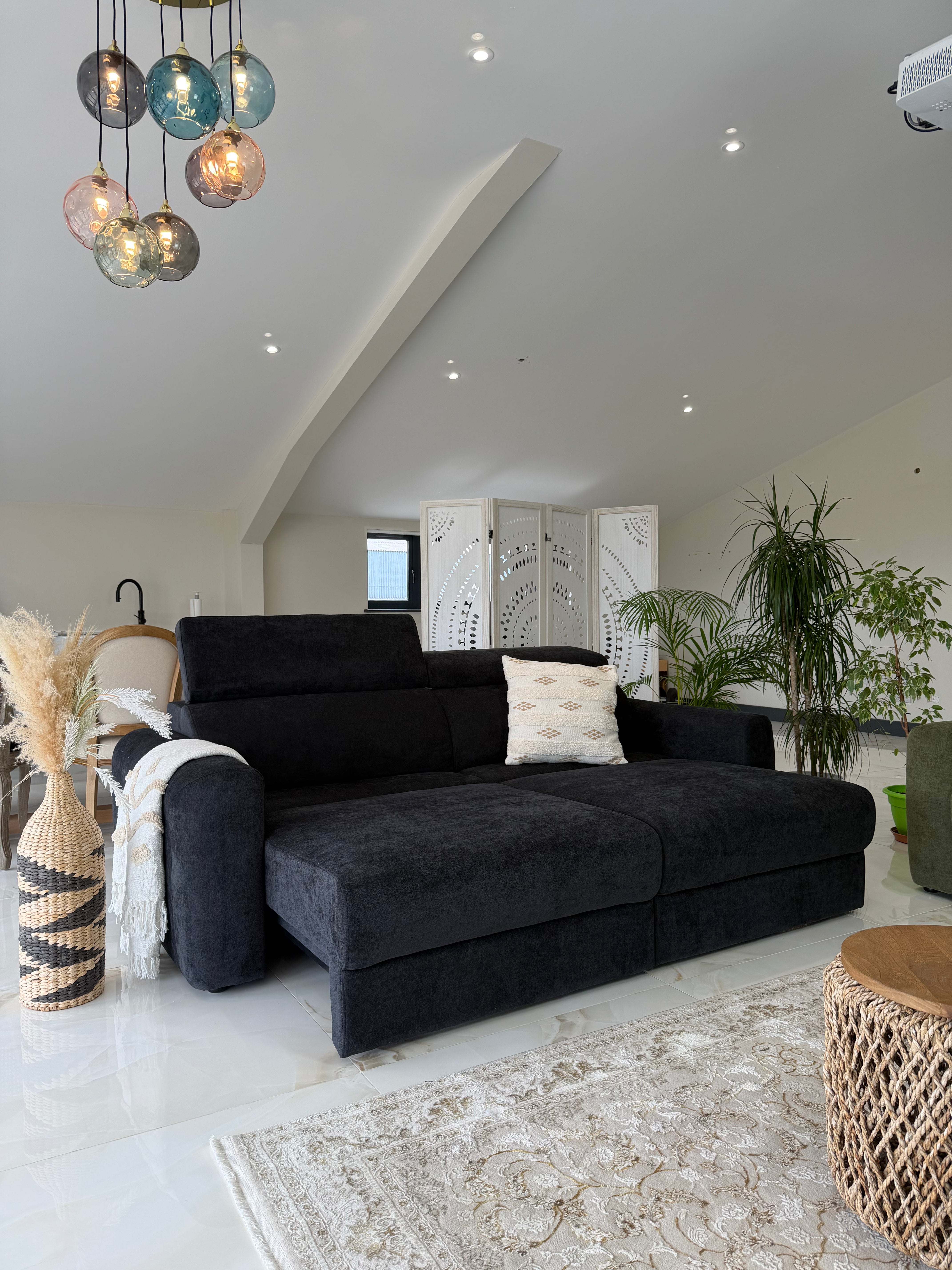 Raye 3 Seater Electric Sofa Bed in Black - AMC Furniture