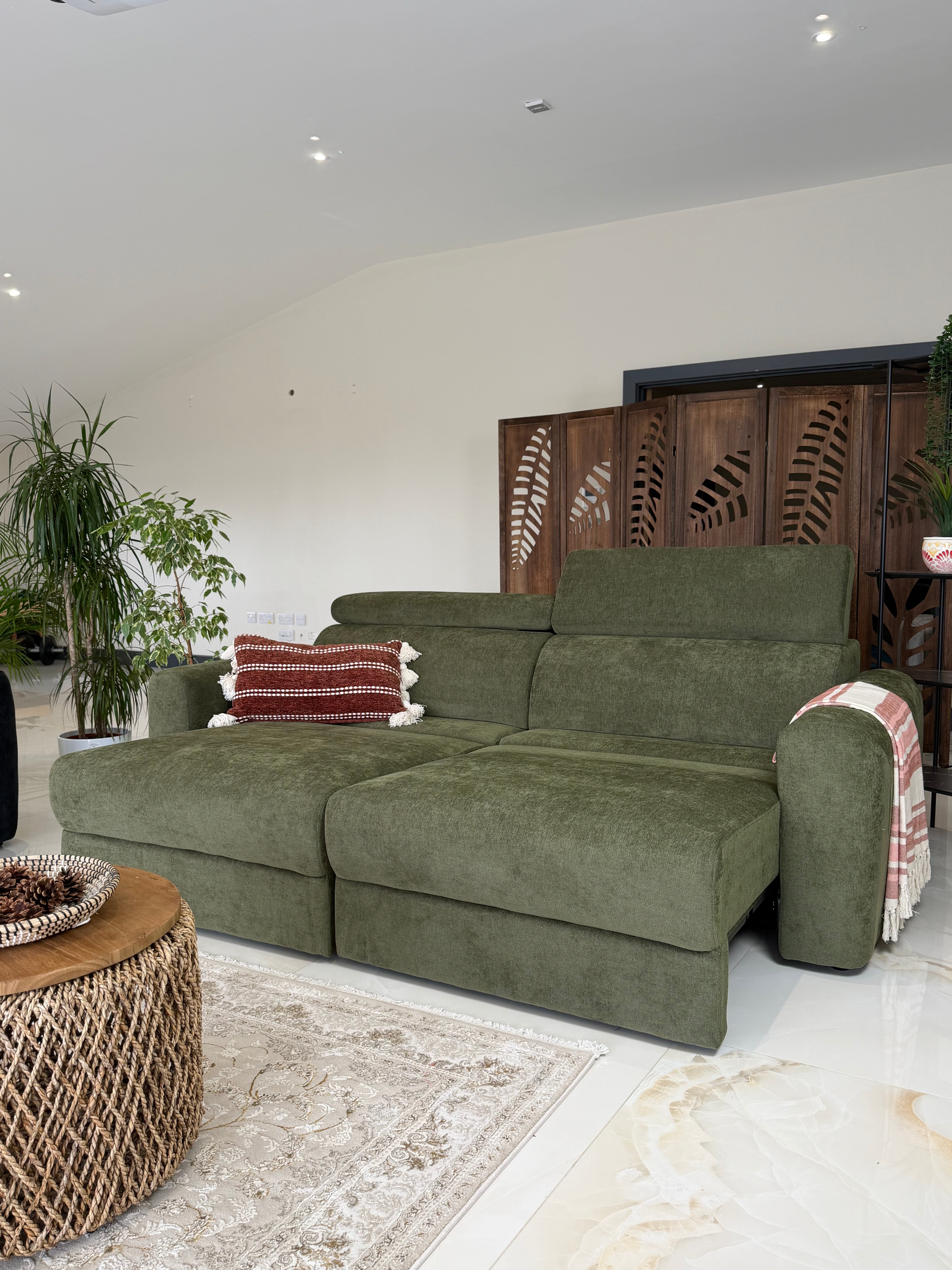 Raye 3 Seater Electric Sofa Bed in Green - AMC Furniture