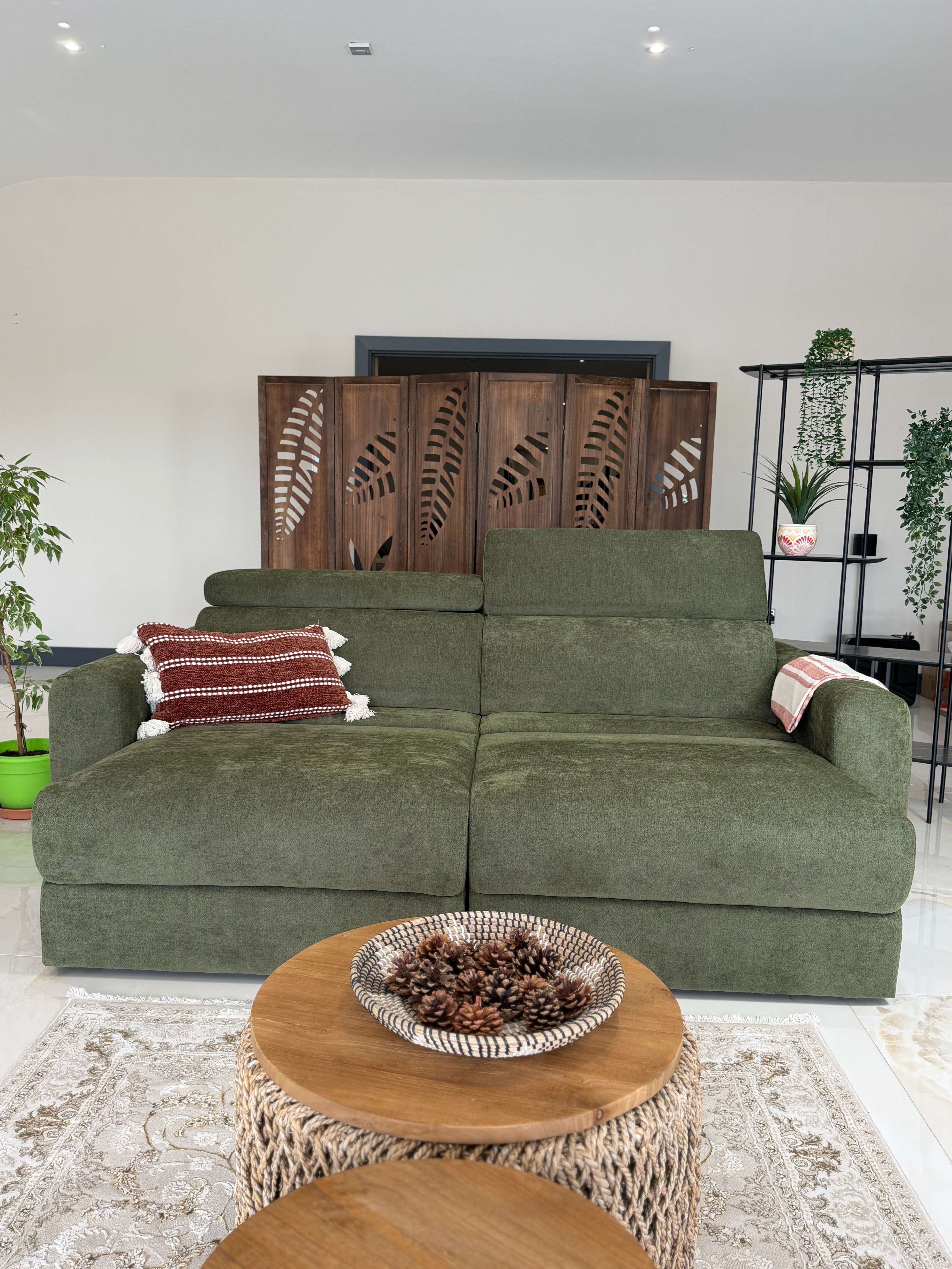 Raye 3 Seater Electric Sofa Bed in Green - AMC Furniture