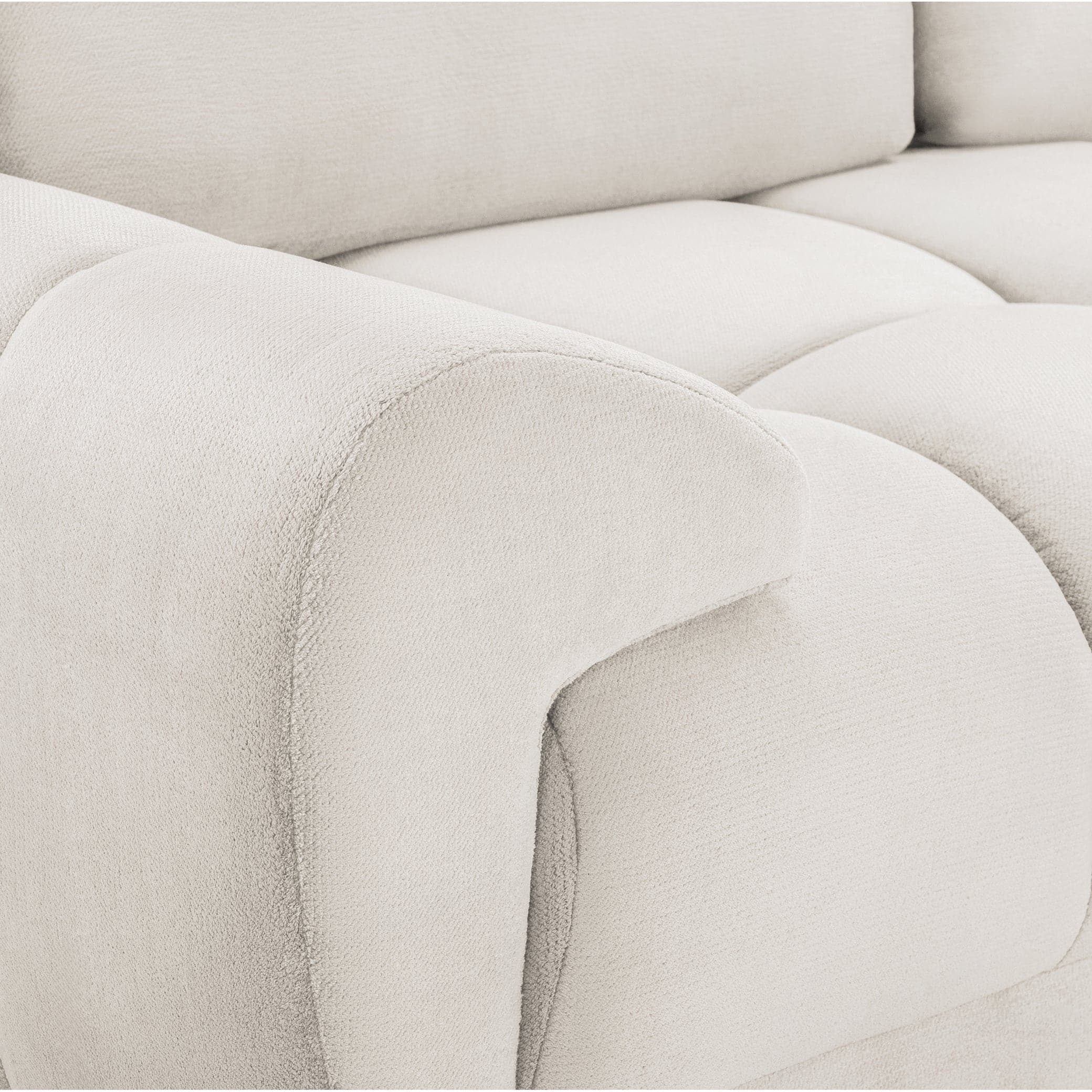 Devoke 3+2 Sofa Set in Cream - armrest view (7021853573184)